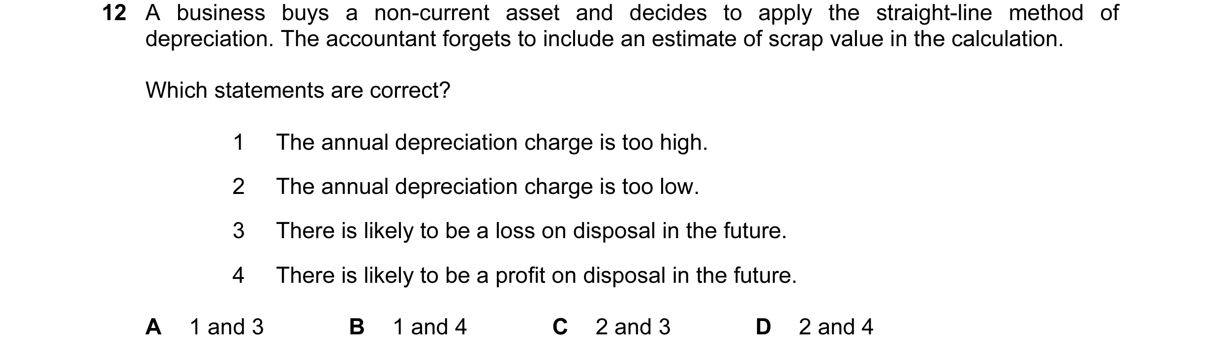 Question 92: A business buys a non-current asset and decides to apply the straight-line method of depreciation. The accountant forgets to include an est…