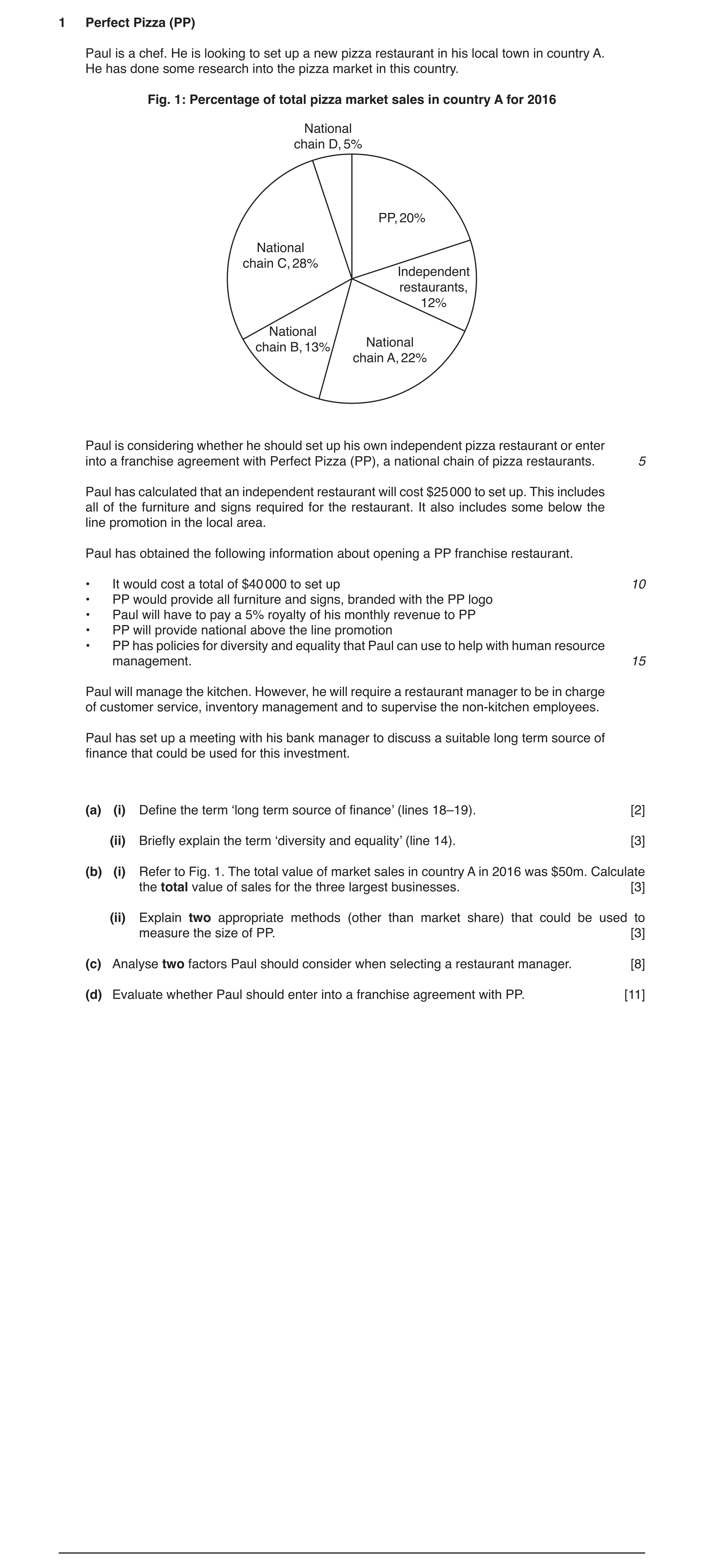 Question 2: Perfect Pizza (PP) Paul is a chef. He is looking to set up a new pizza restaurant in his local town in country A. He has done some research…