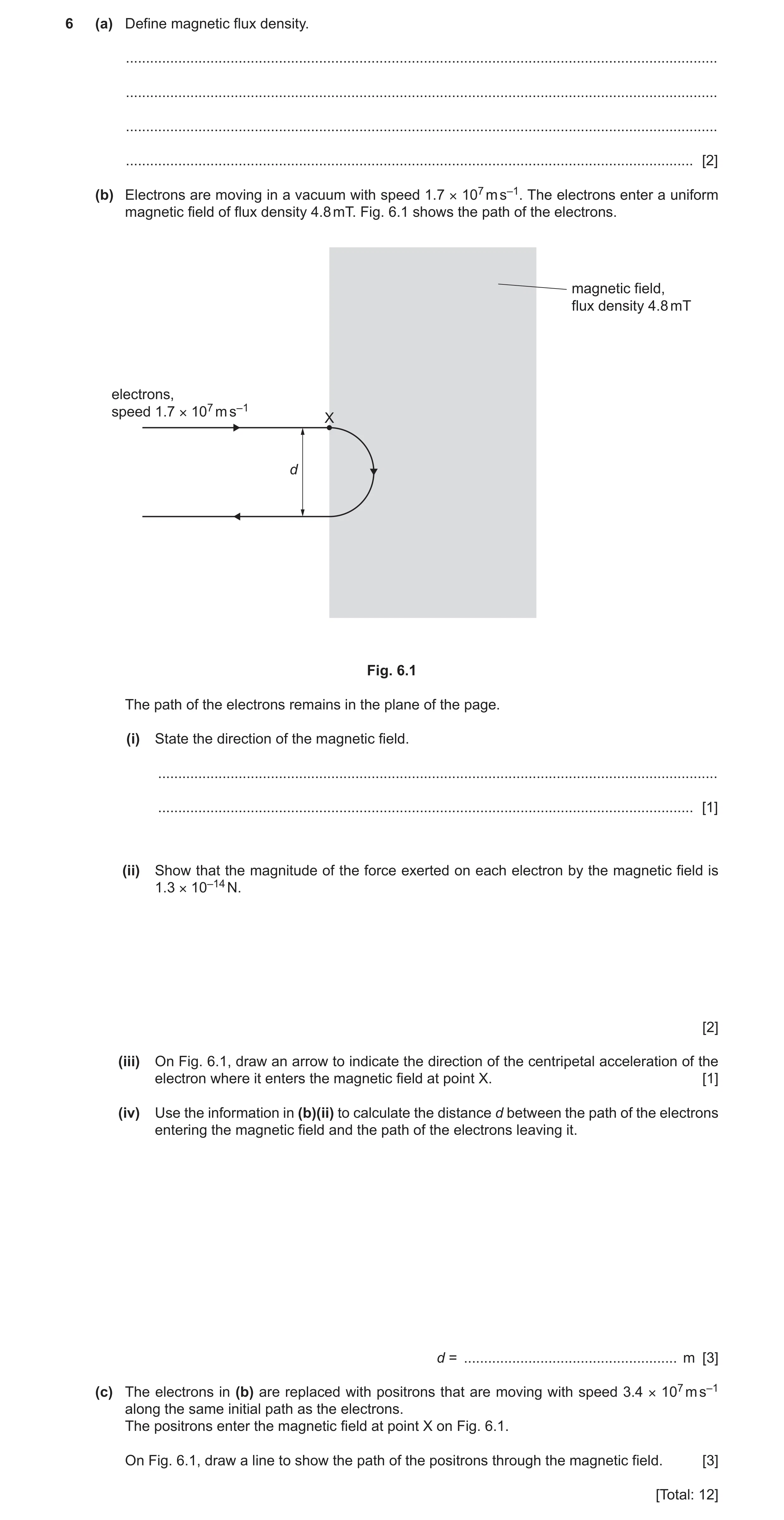 Question 26: (a) Define magnetic flux density. .........................................................................................................…