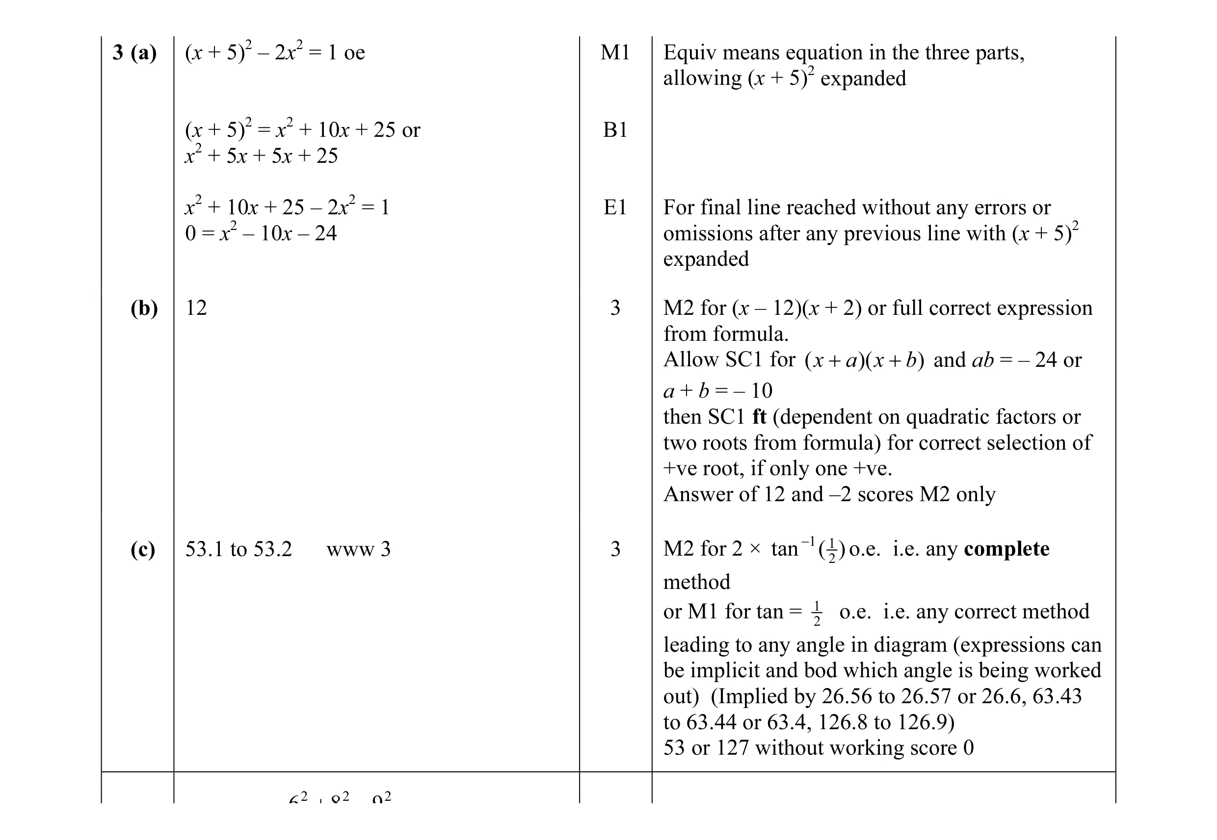 Mark scheme for question 6