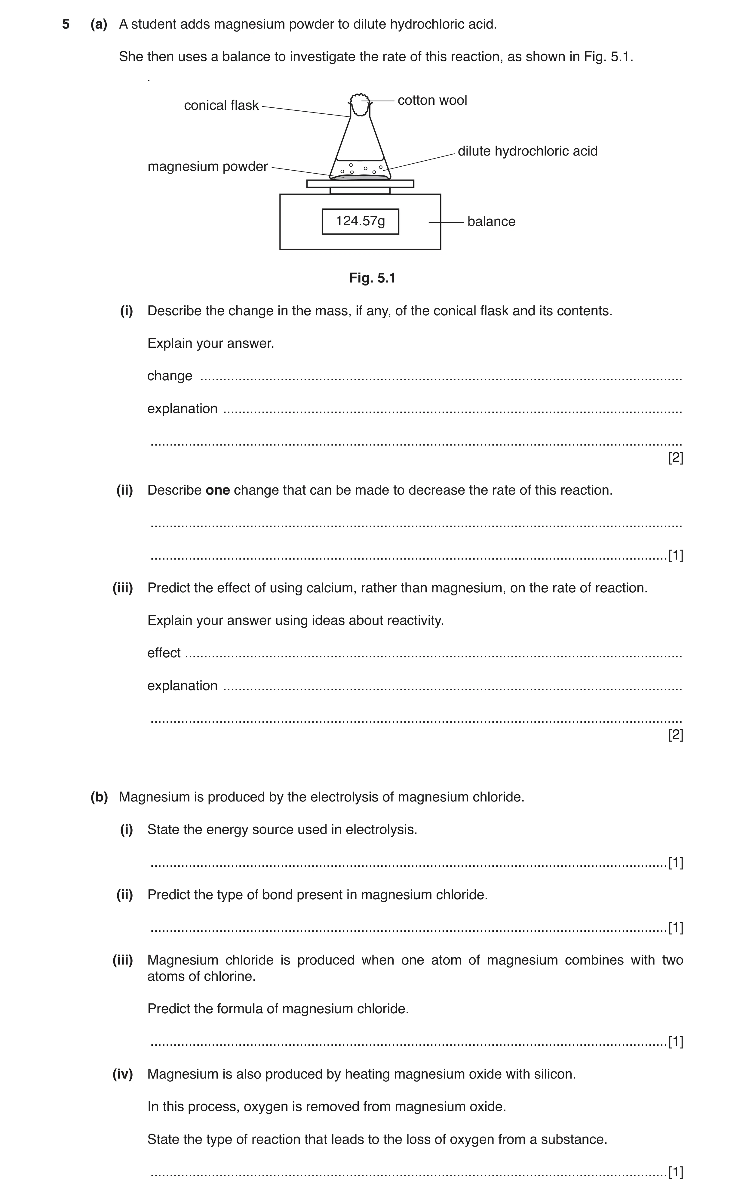 Question 3: (a) A student adds magnesium powder to dilute hydrochloric acid. She then uses a balance to investigate the rate of this reaction, as shown…