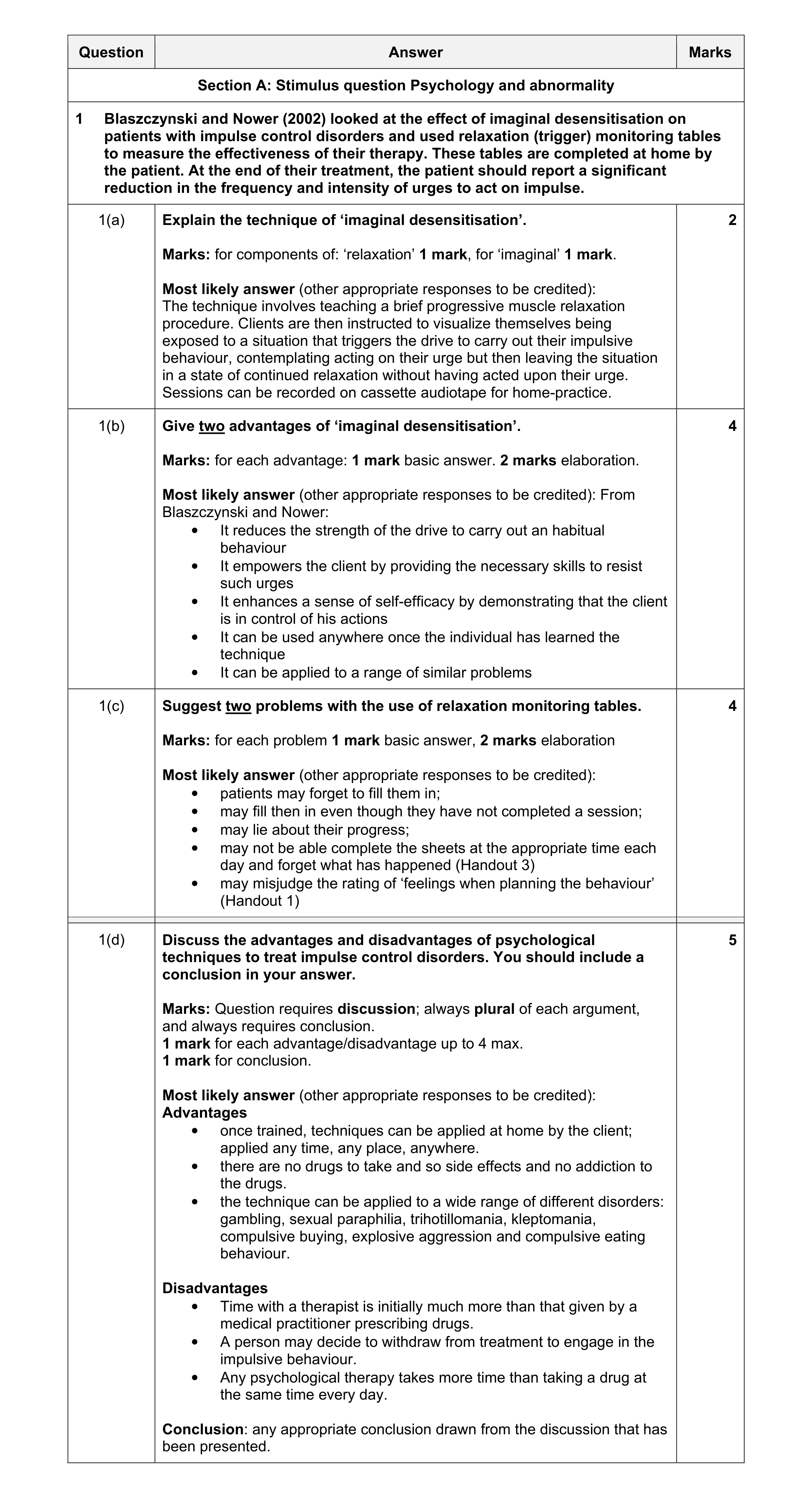 Mark scheme for question 3