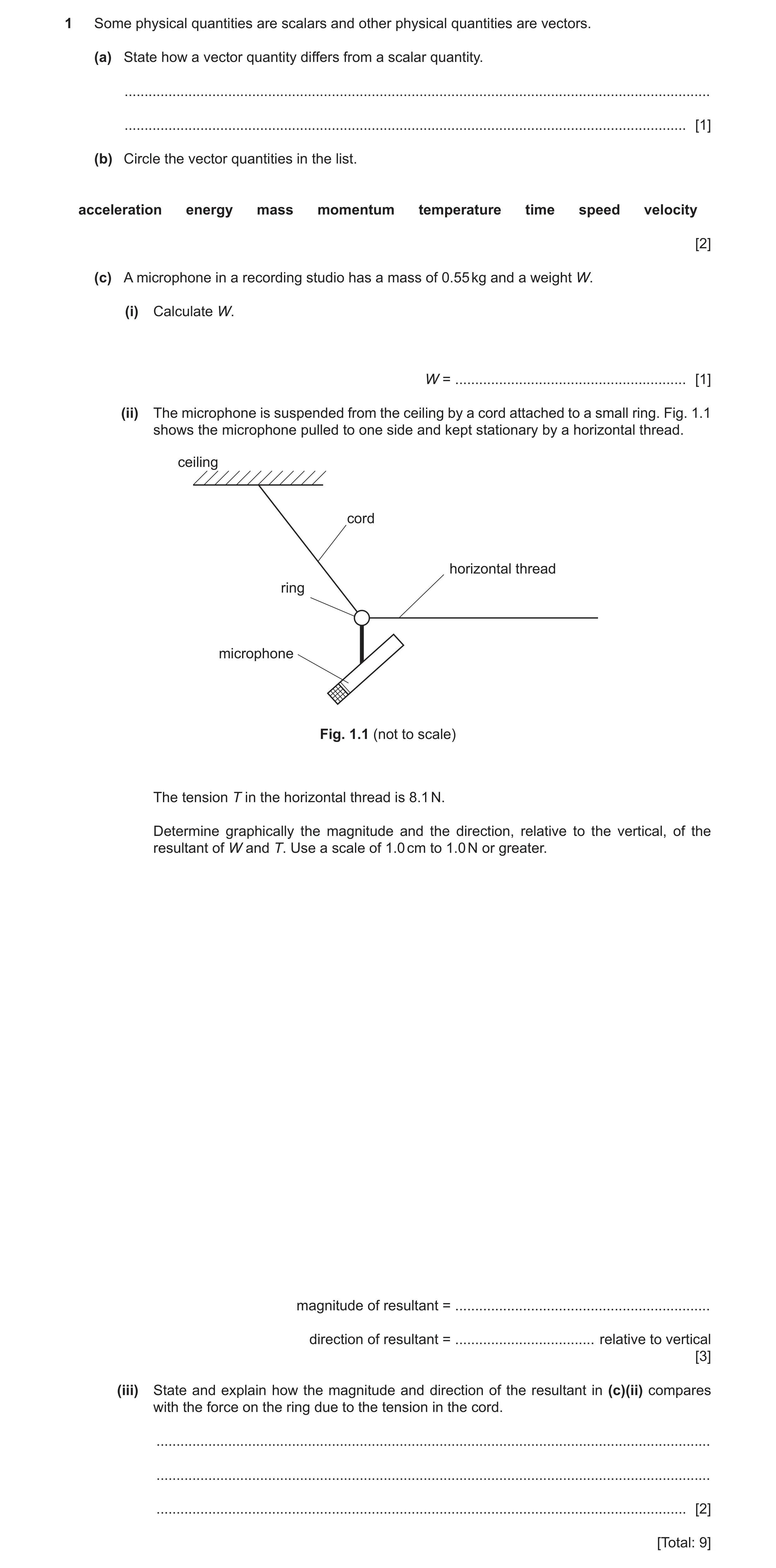 Question 33: Some physical quantities are scalars and other physical quantities are vectors. (a) State how a vector quantity differs from a scalar quant…
