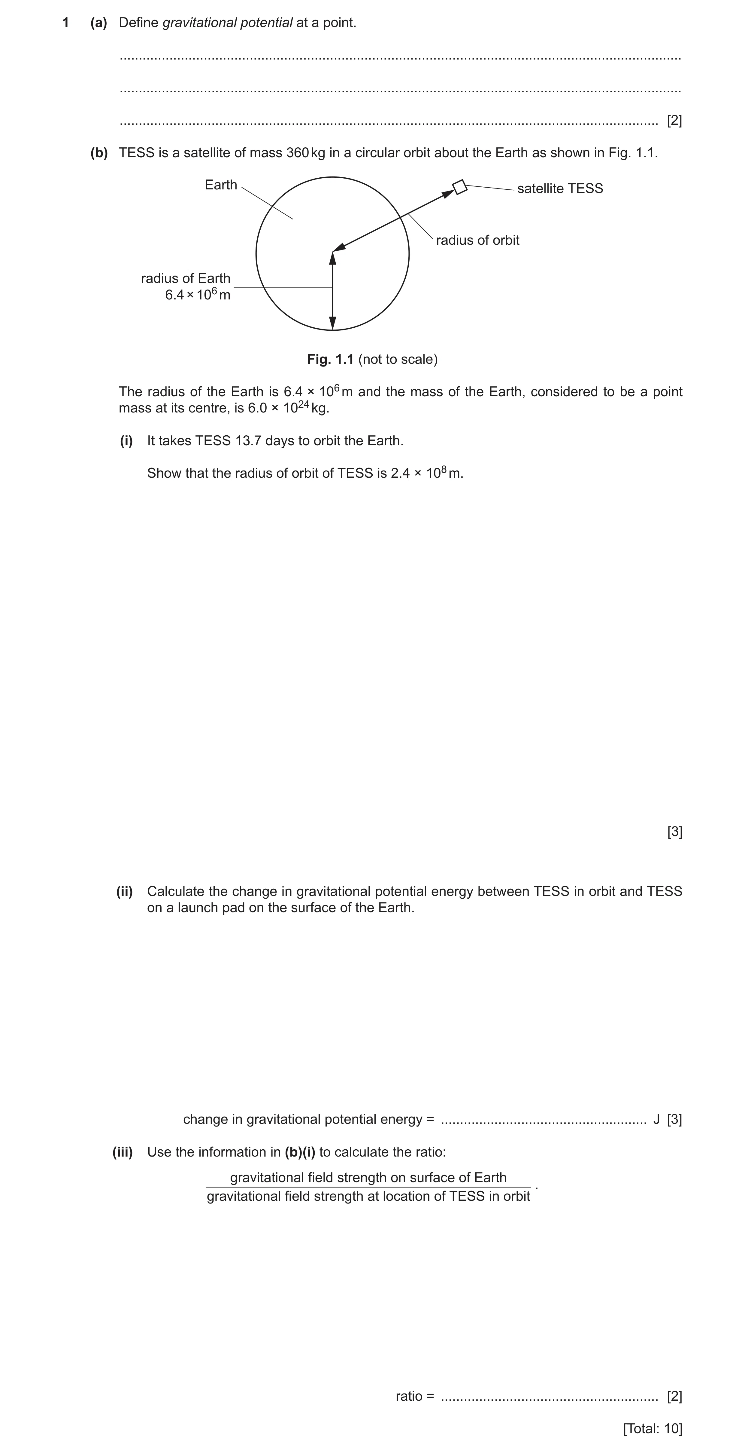 Question 7: (a) Define gravitational potential at a point. ............................................................................................…