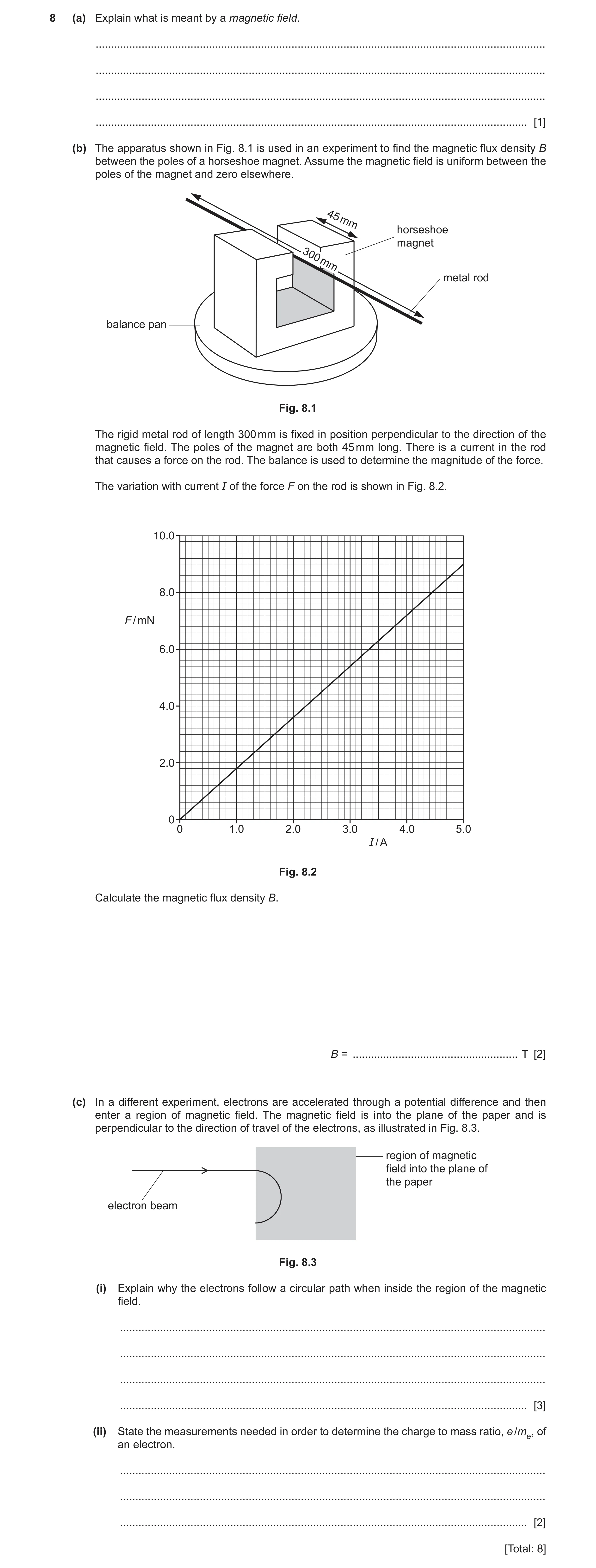Question 9: (a) Explain what is meant by a magnetic field. ............................................................................................…