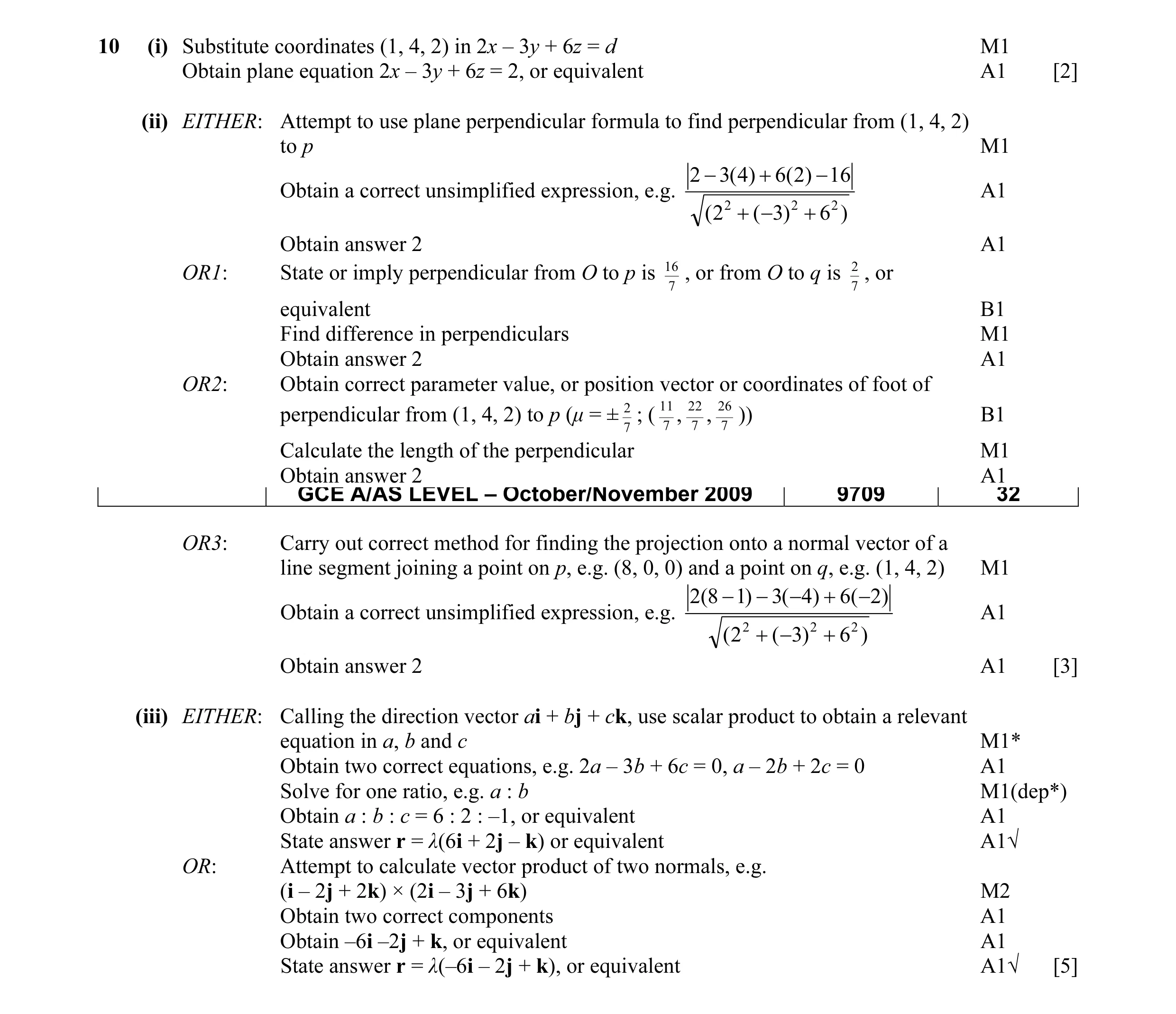 Mark scheme for question 3