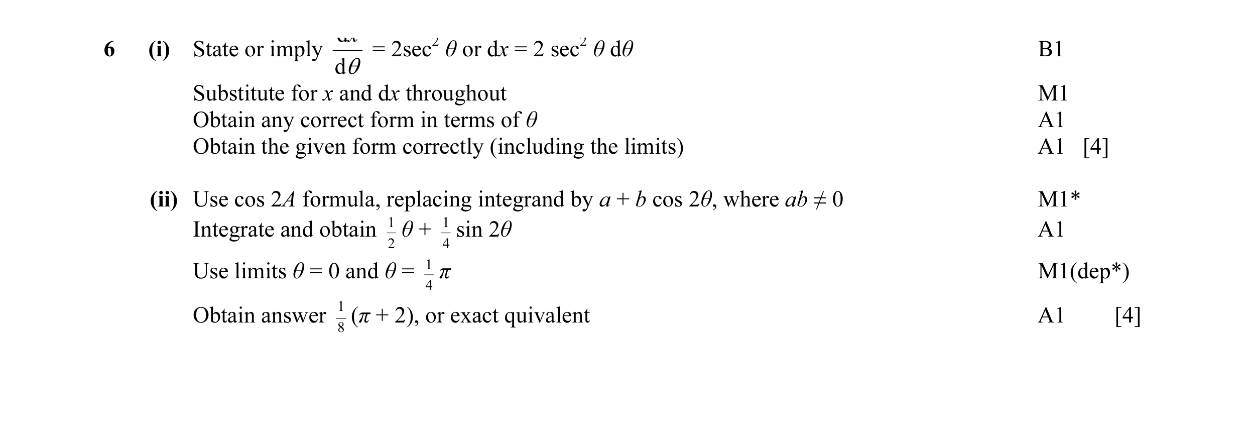 Mark scheme for question 3