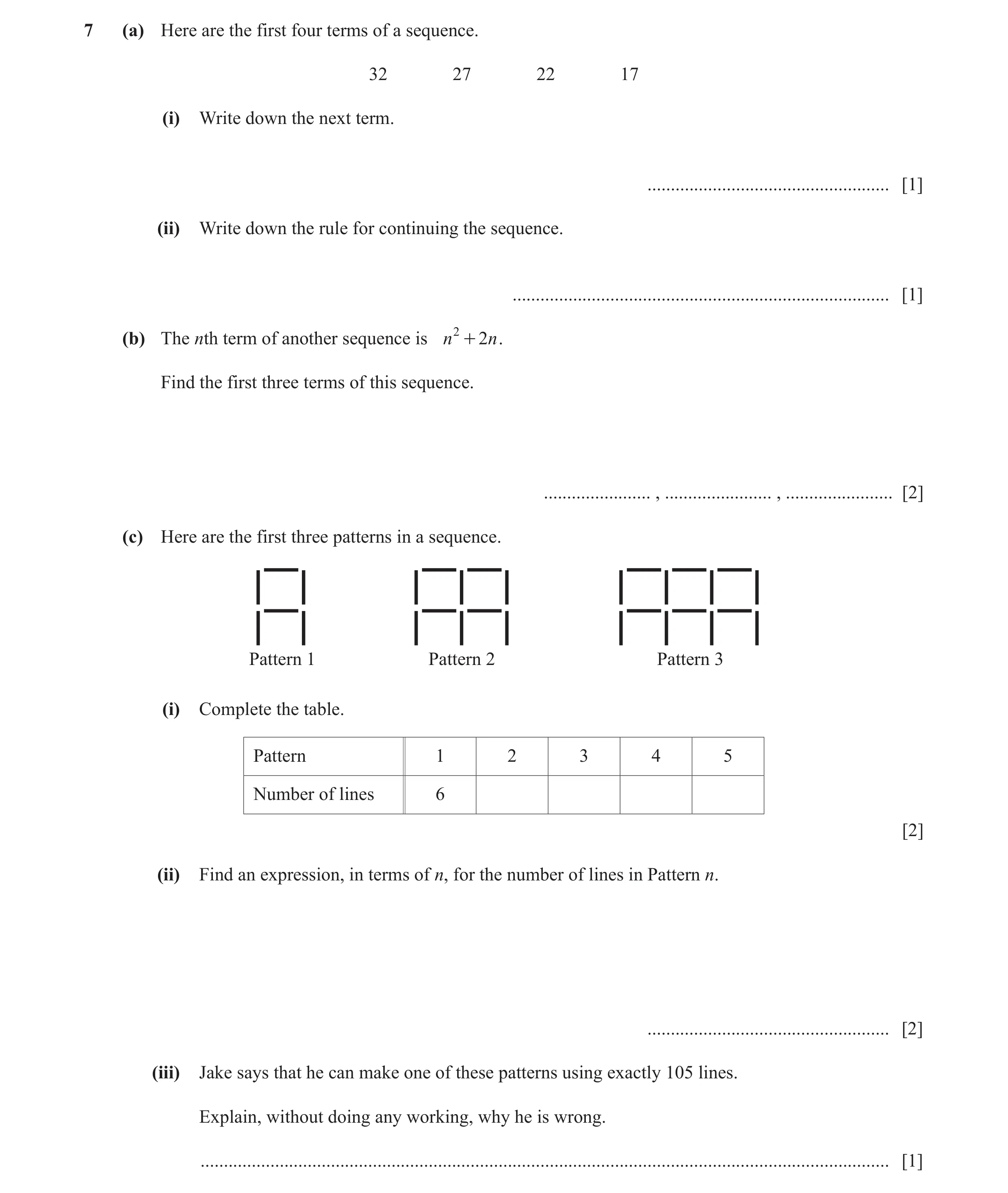 Question 42: (a) Here are the first four terms of a sequence. 32 27 22 17 (i) Write down the next term. ................................................…