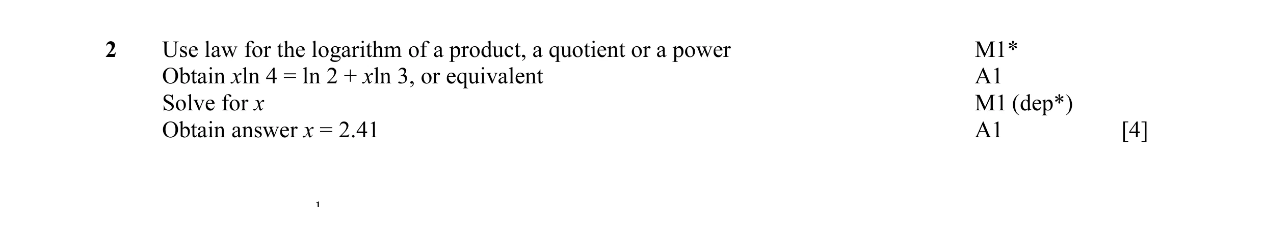 Mark scheme for question 3