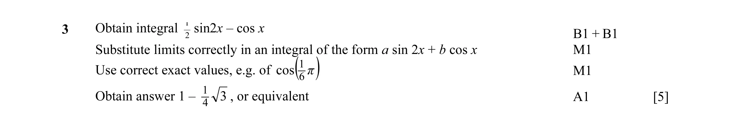 Mark scheme for question 8