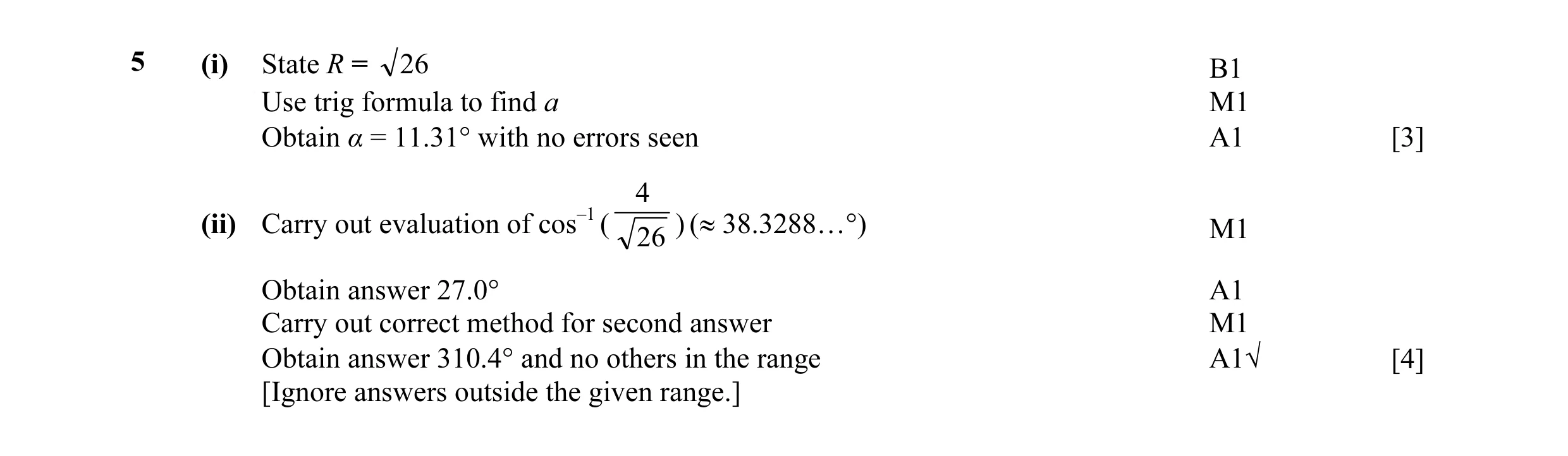 Mark scheme for question 6