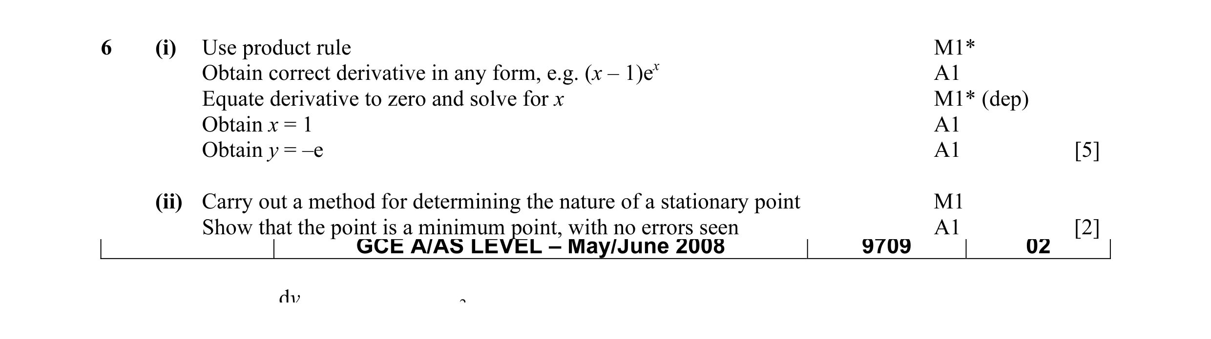 Mark scheme for question 2