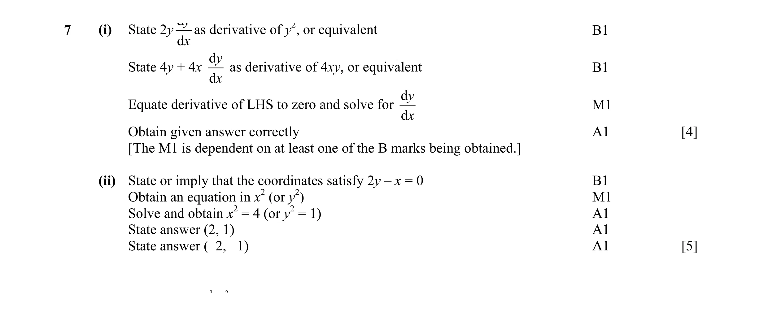 Mark scheme for question 3