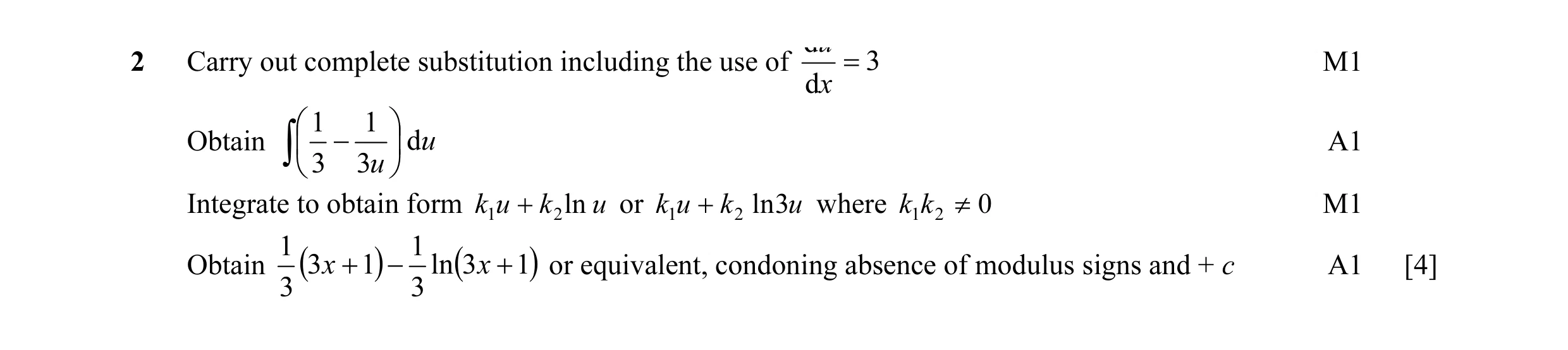 Mark scheme for question 11