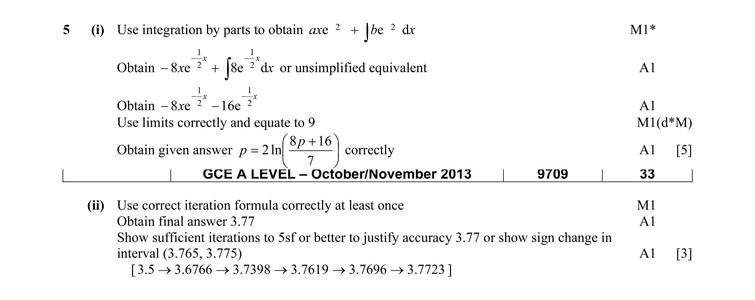 Mark scheme for question 28