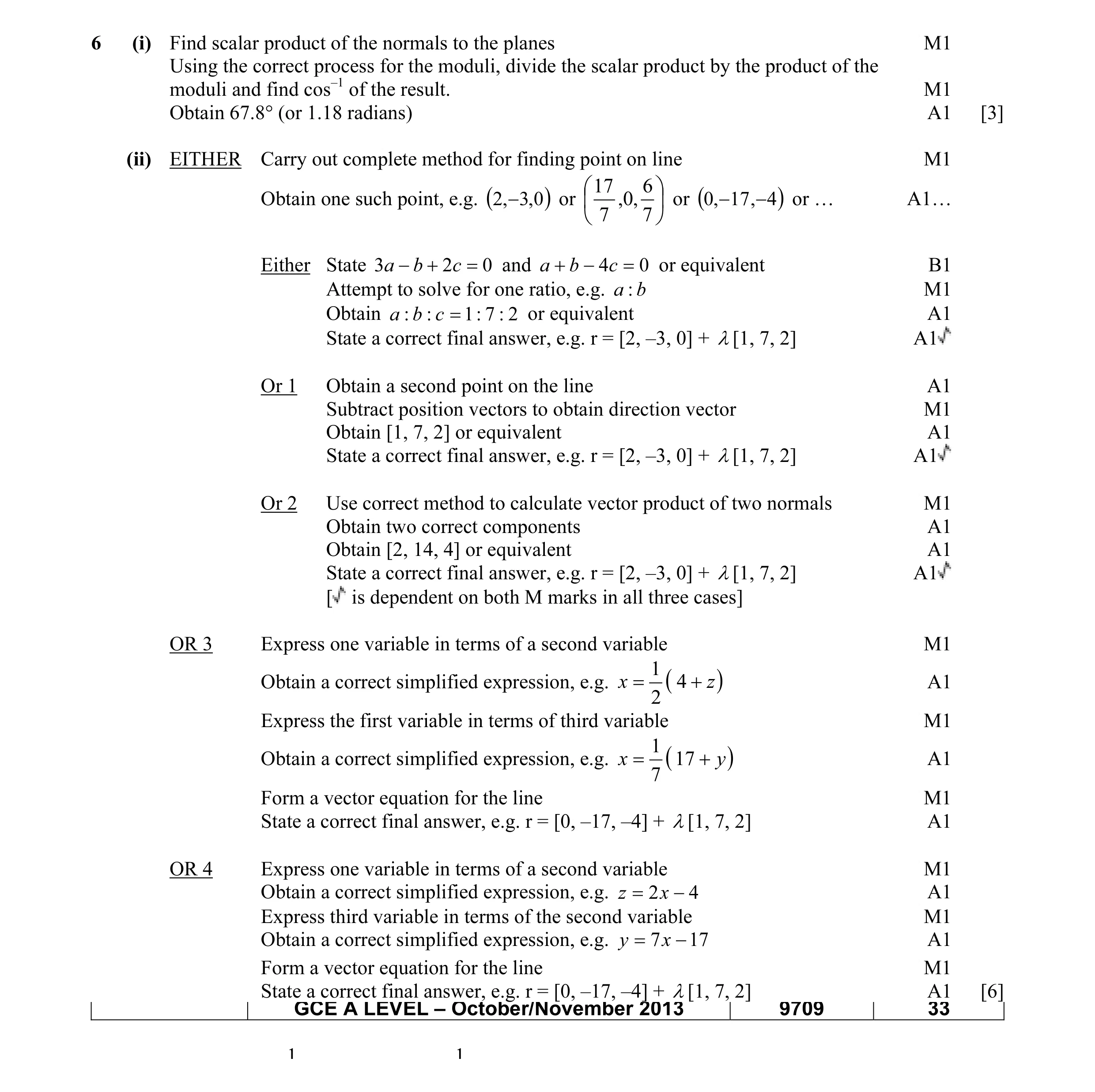 Mark scheme for question 29