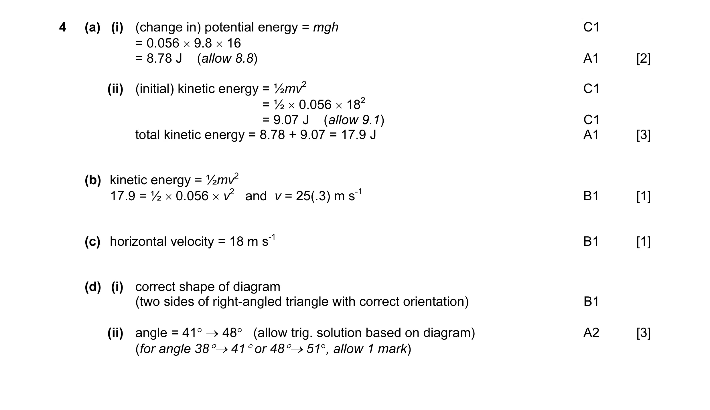 Mark scheme for question 1