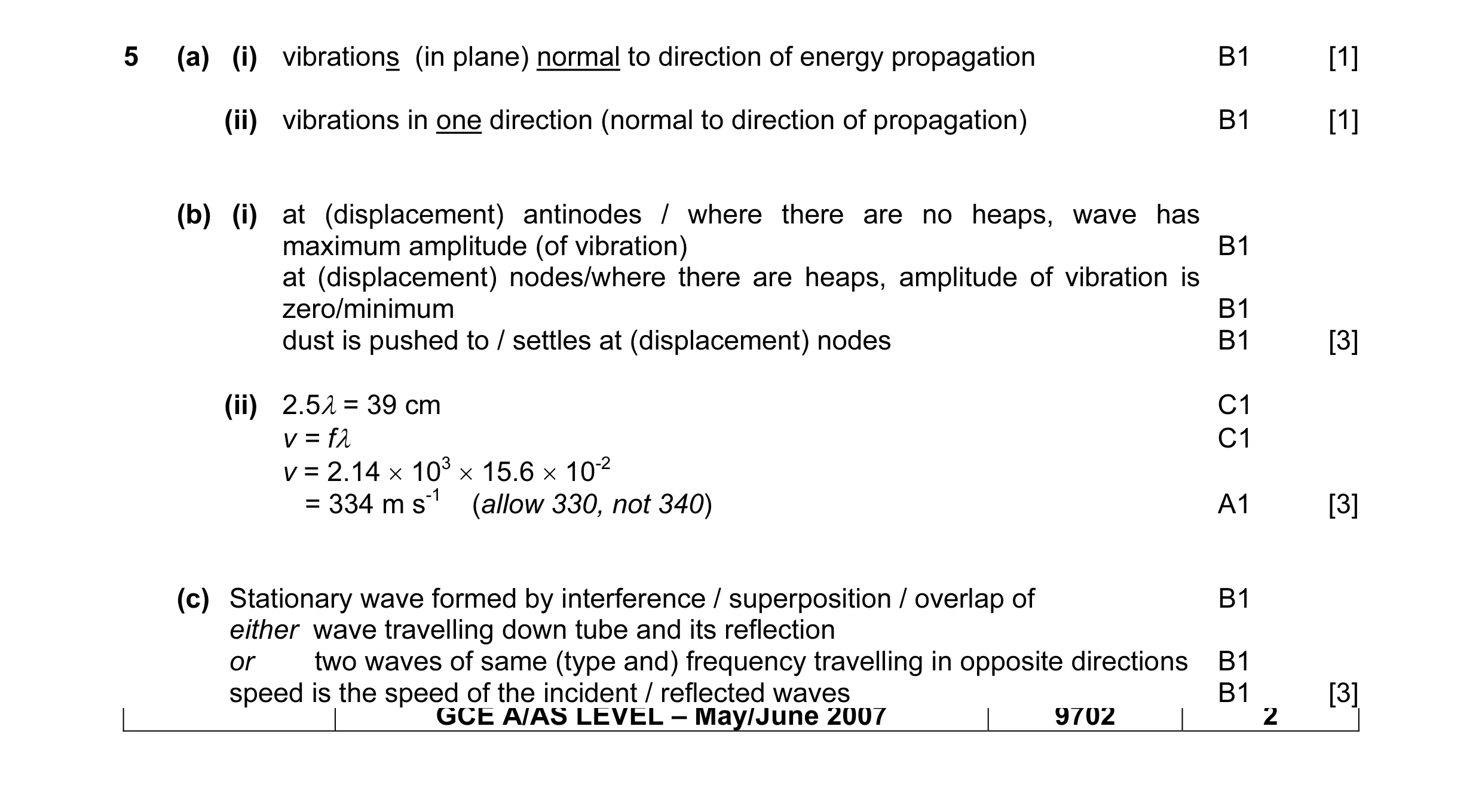 Mark scheme for question 1