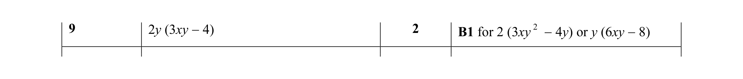 Mark scheme for question 43