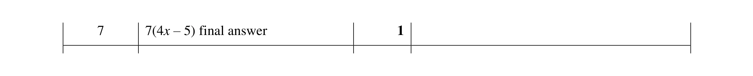 Mark scheme for question 17