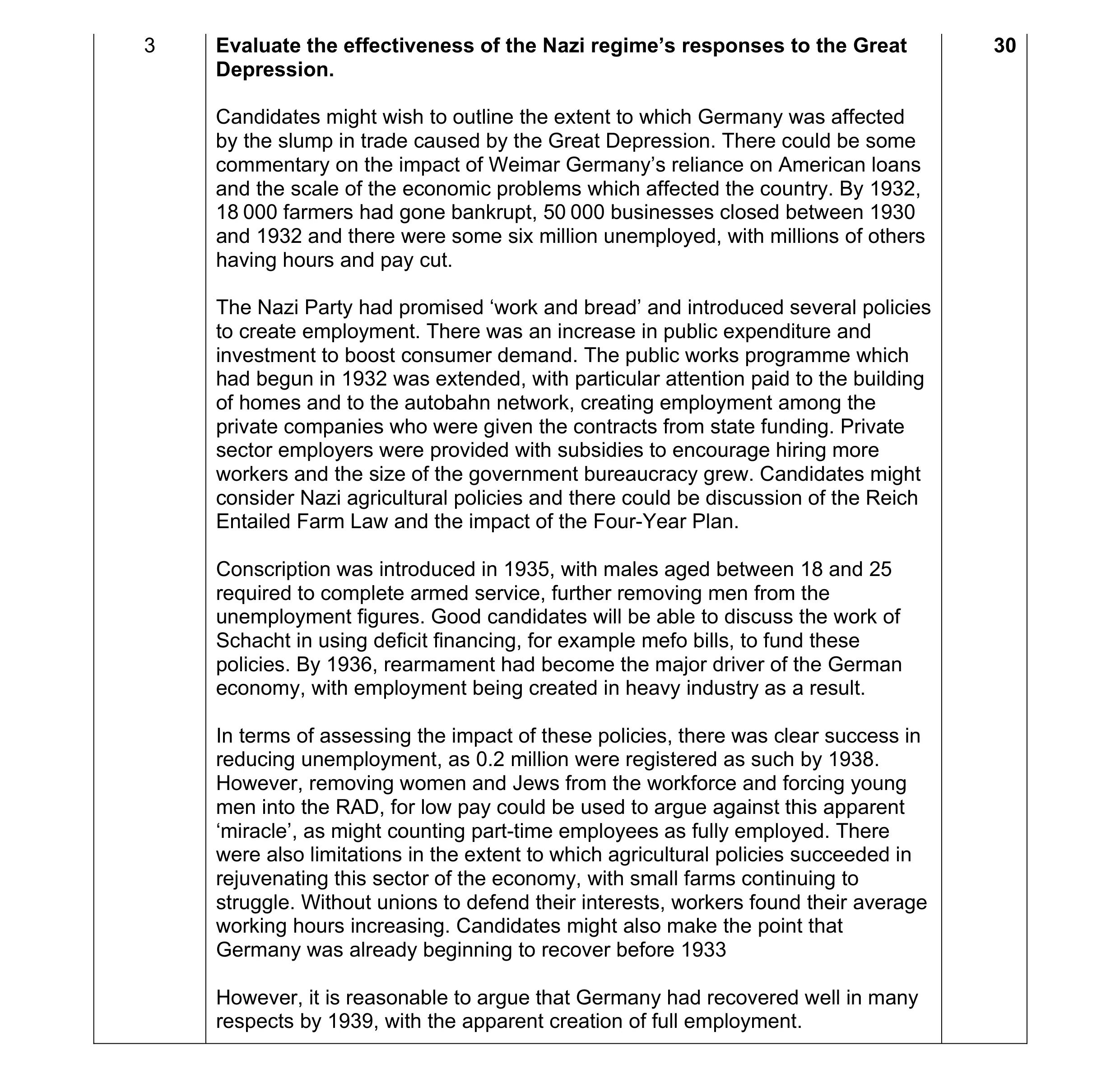 Mark scheme for question 63
