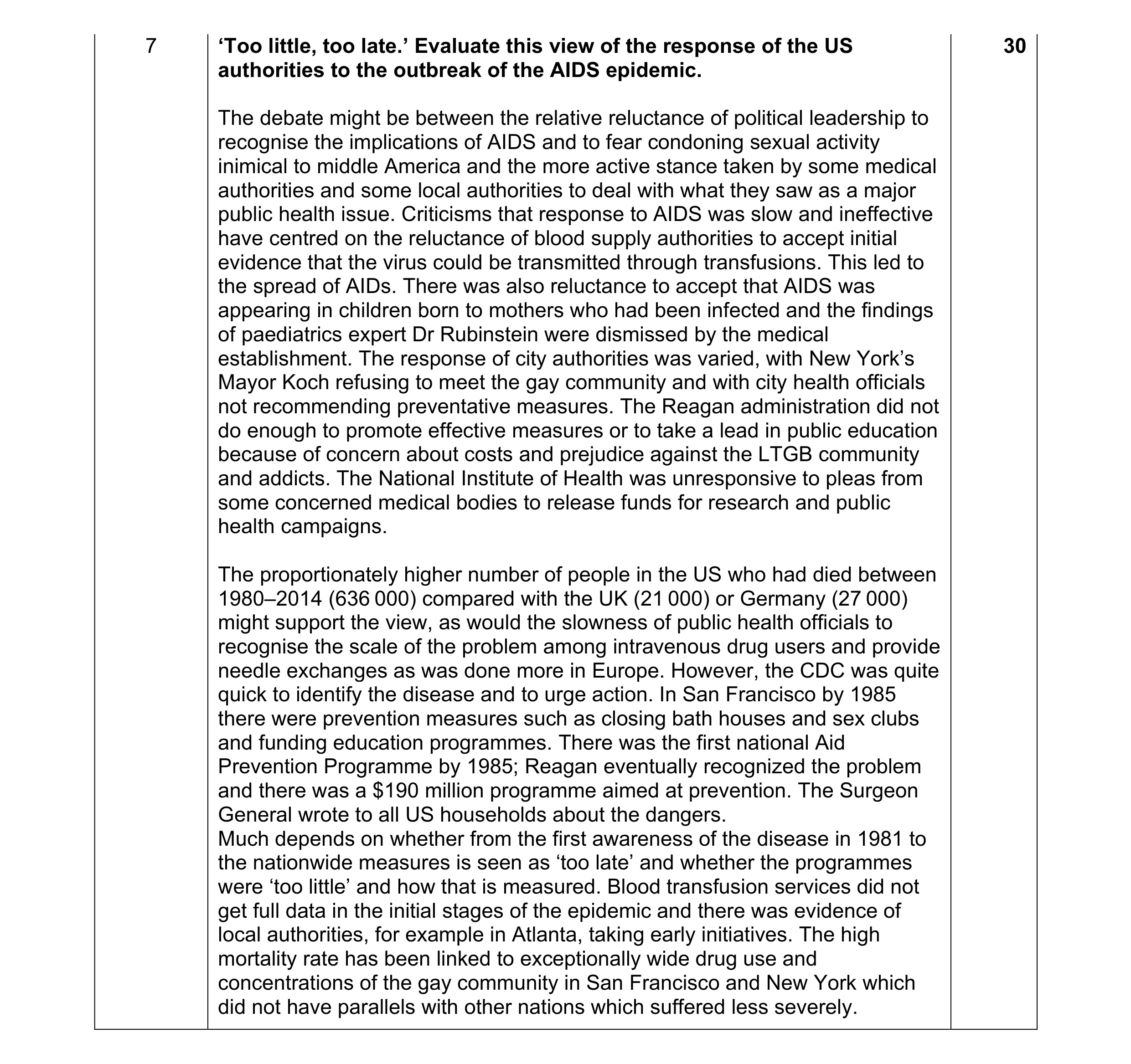 Mark scheme for question 28