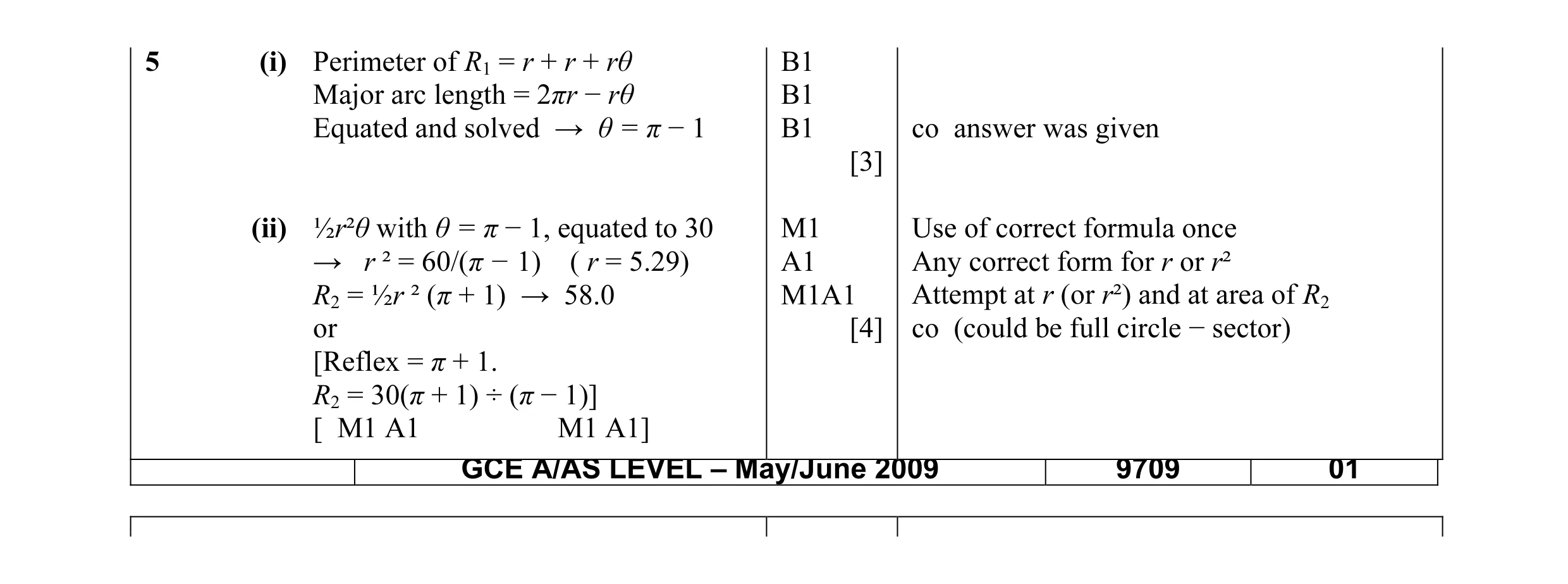 Mark scheme for question 3