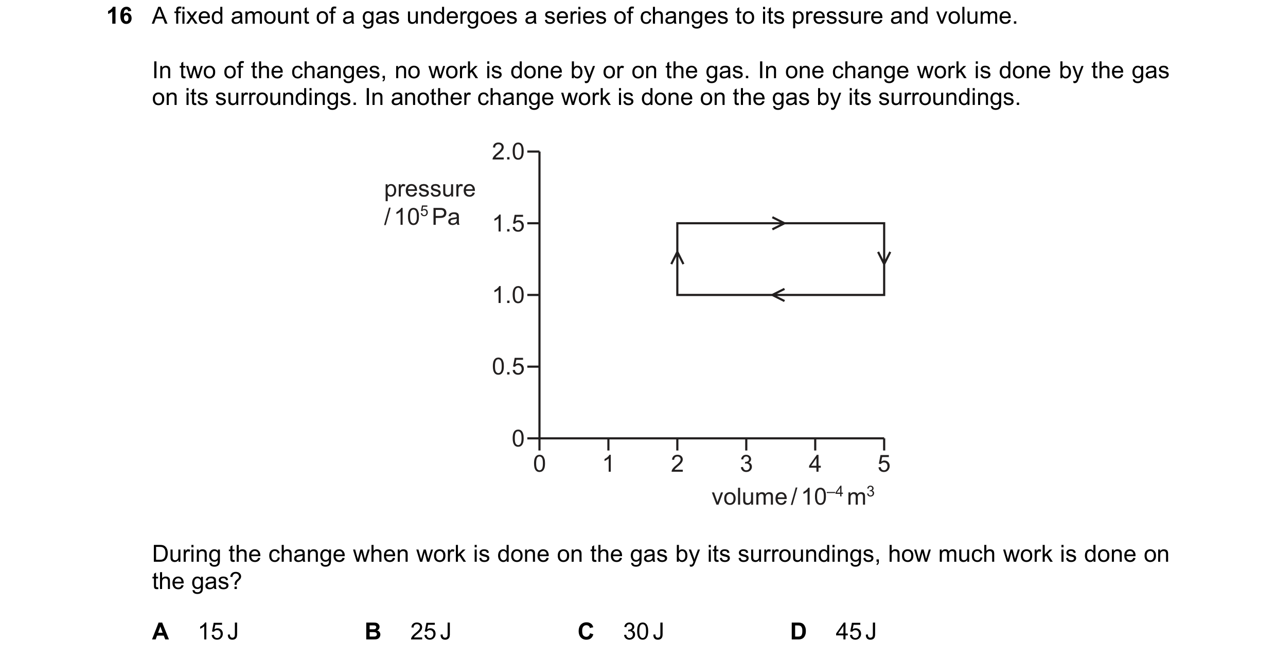 Question 10: A fixed amount of a gas undergoes a series of changes to its pressure and volume. In two of the changes, no work is done by or on the gas. …