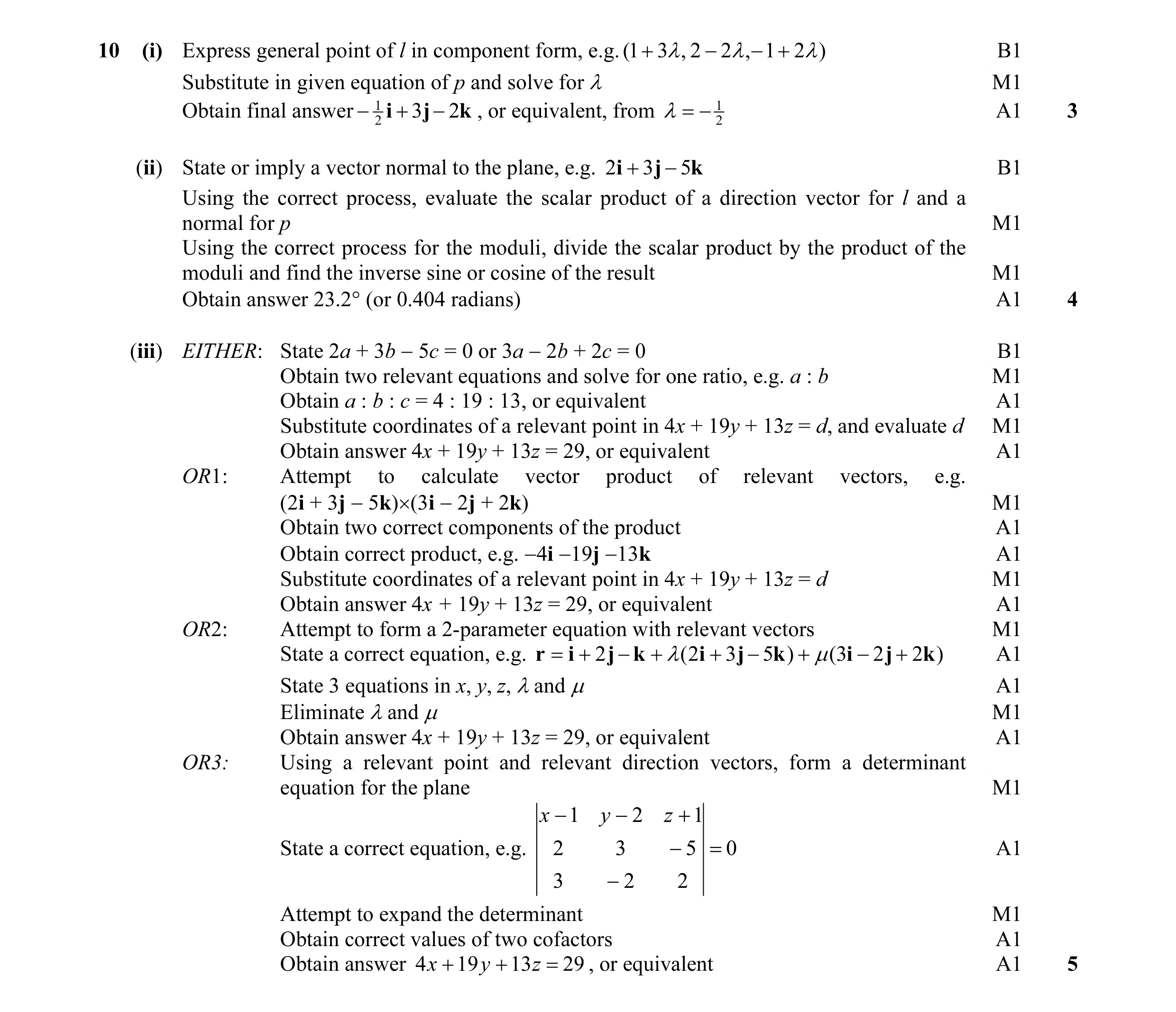 Mark scheme for question 32