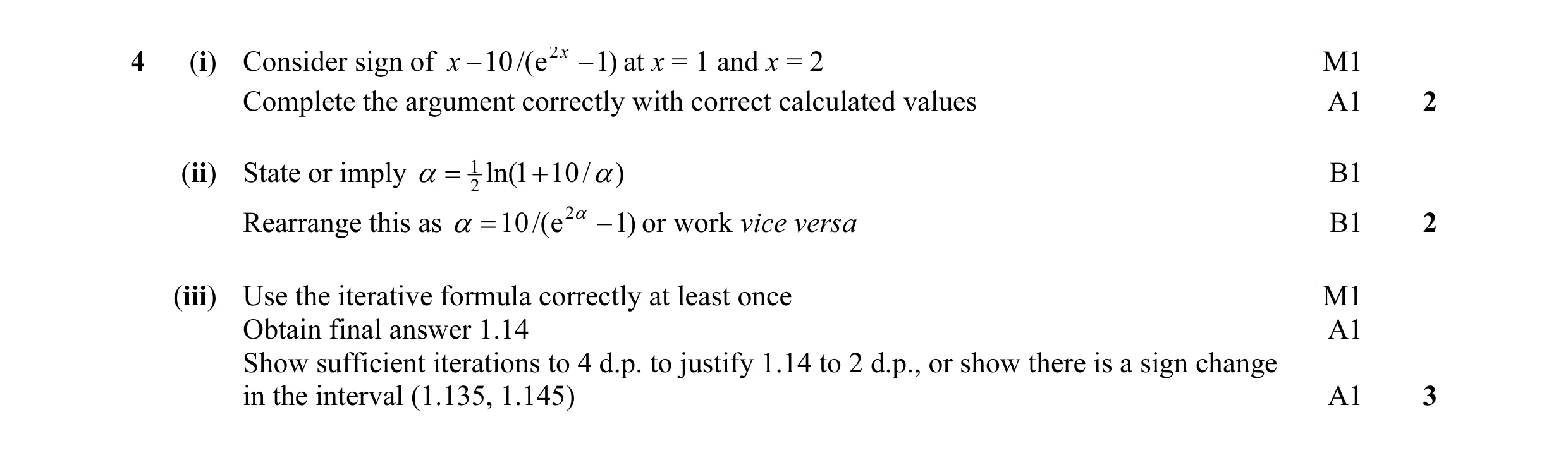 Mark scheme for question 30