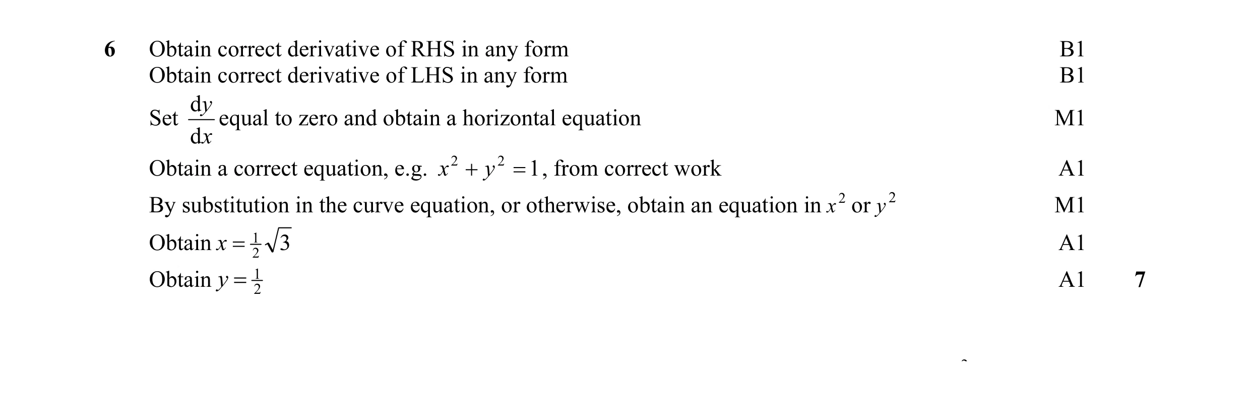 Mark scheme for question 36
