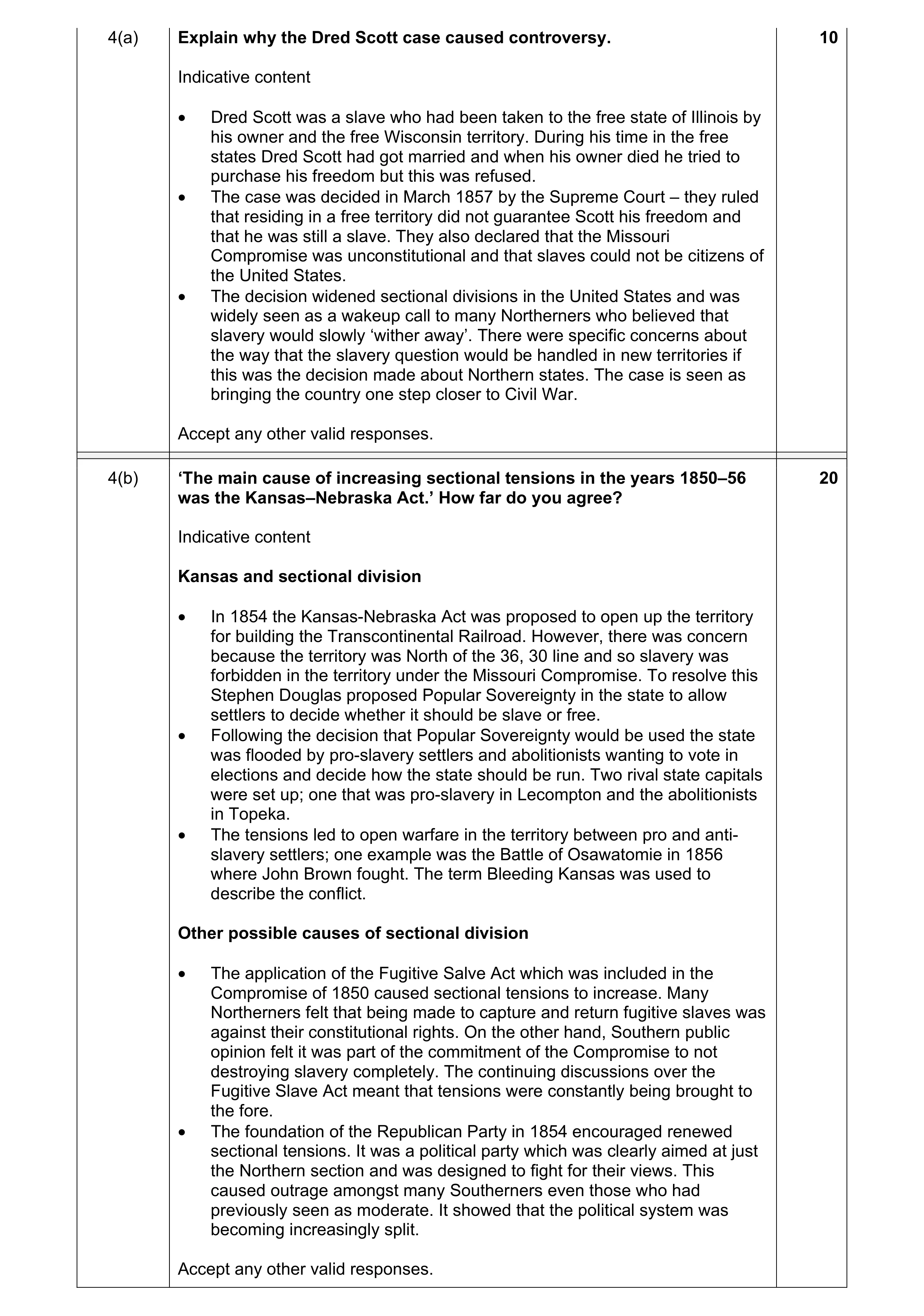 Mark scheme for question 1