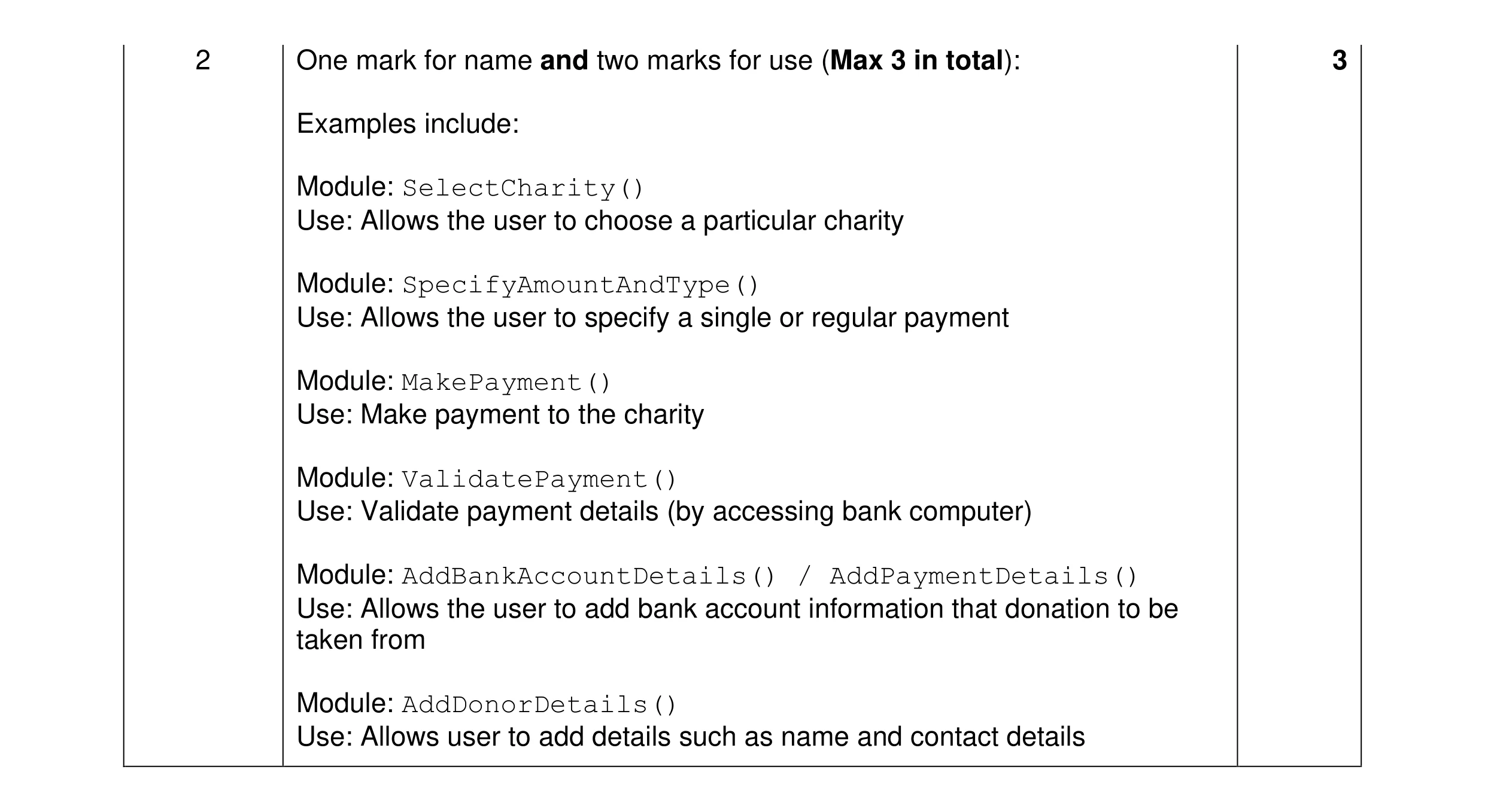 Mark scheme for question 9