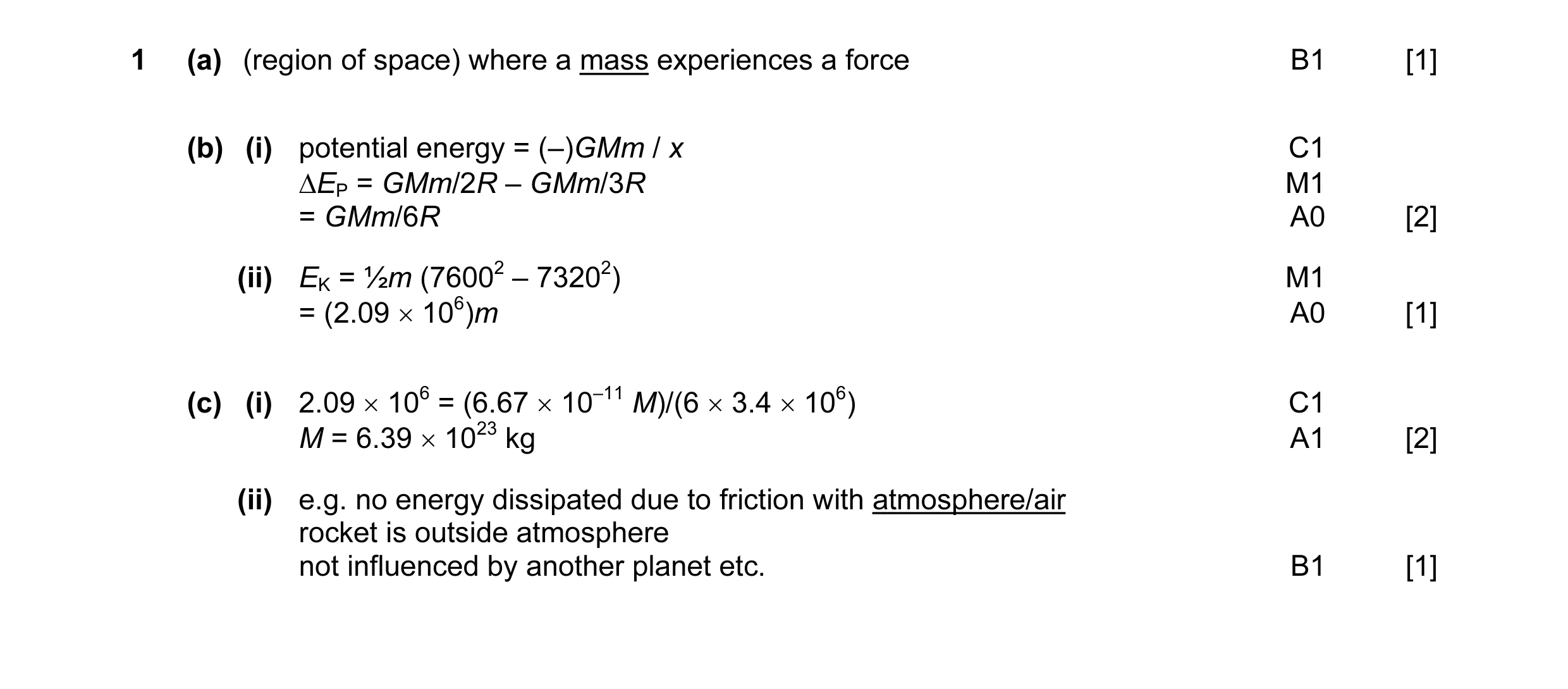 Mark scheme for question 4