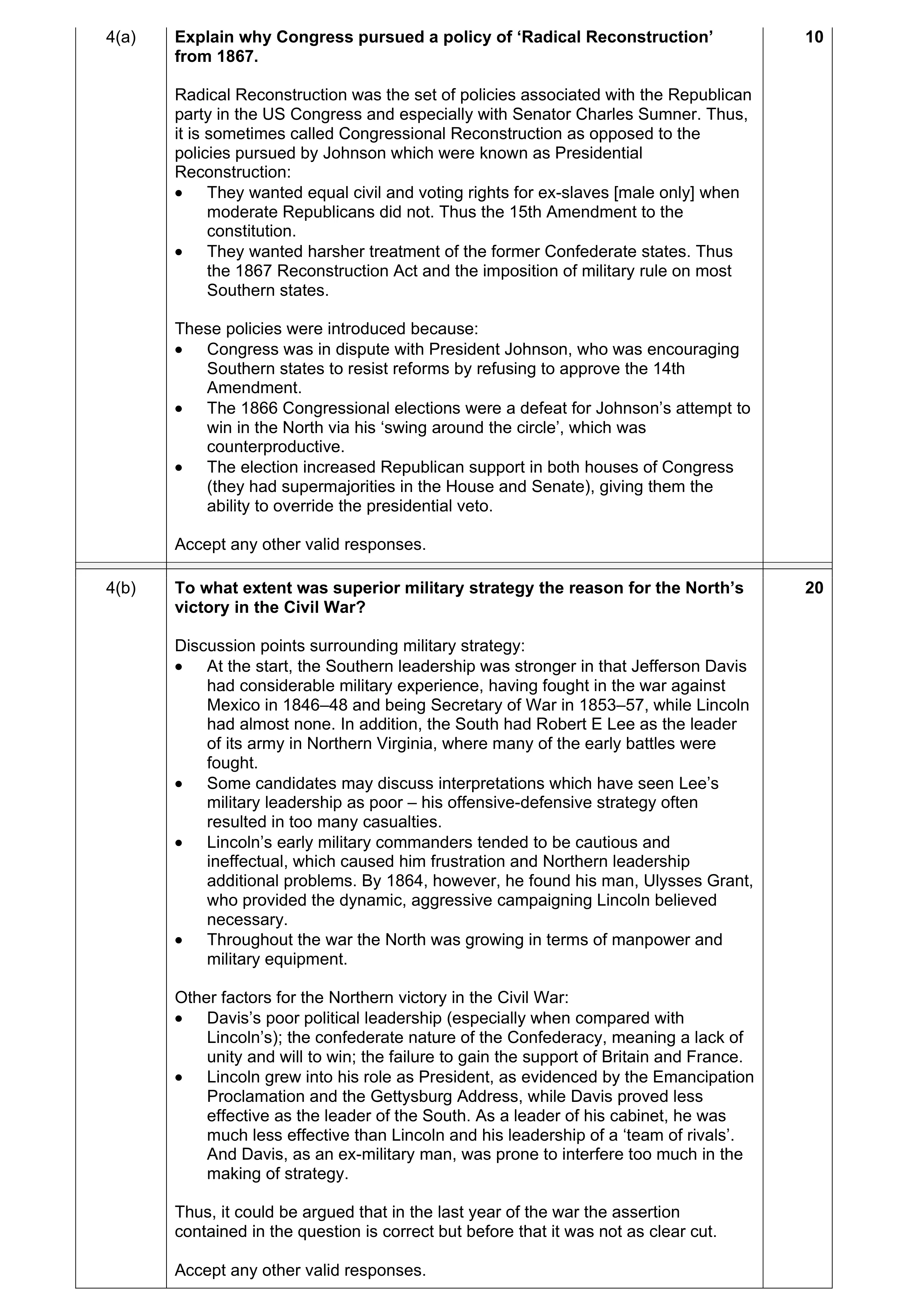 Mark scheme for question 7