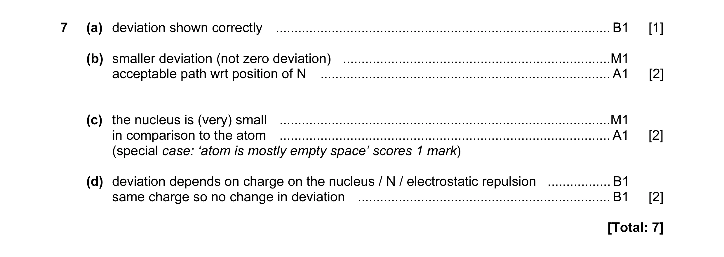 Mark scheme for question 3