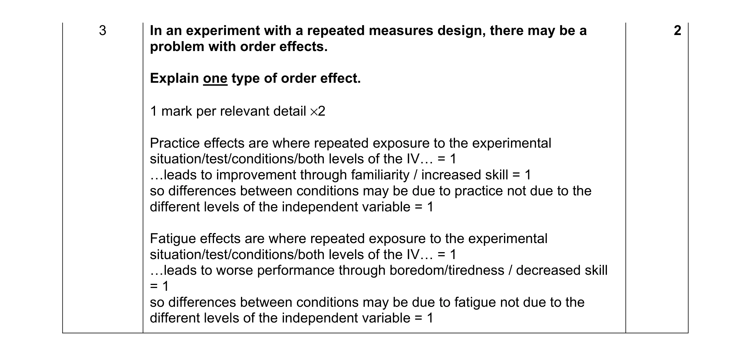 Mark scheme for question 133