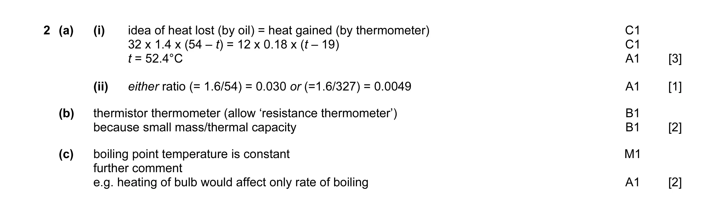 Mark scheme for question 1