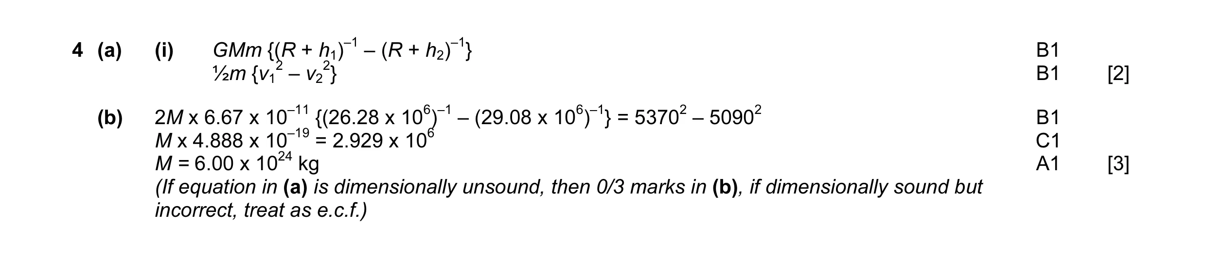 Mark scheme for question 3