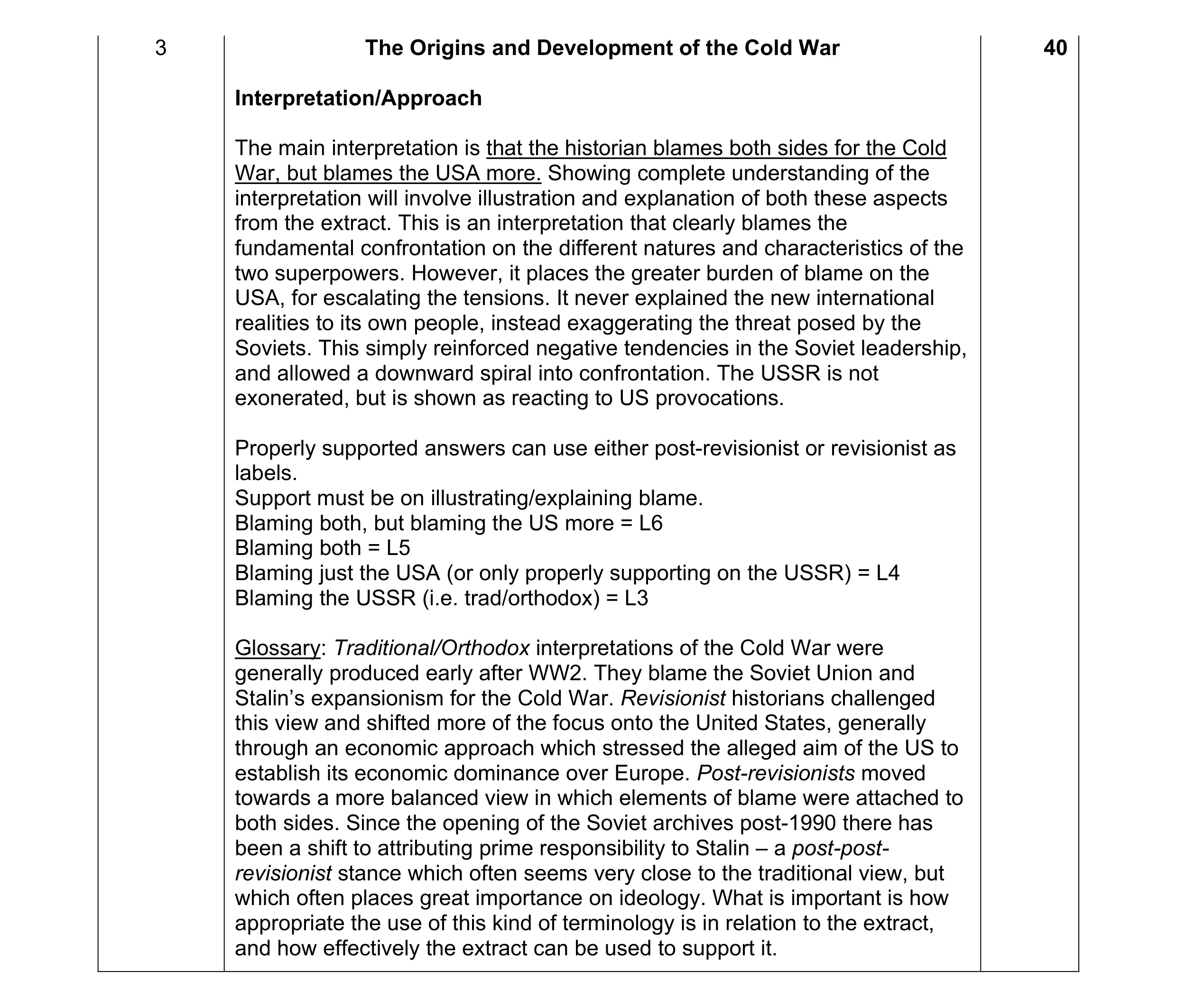 Mark scheme for question 7