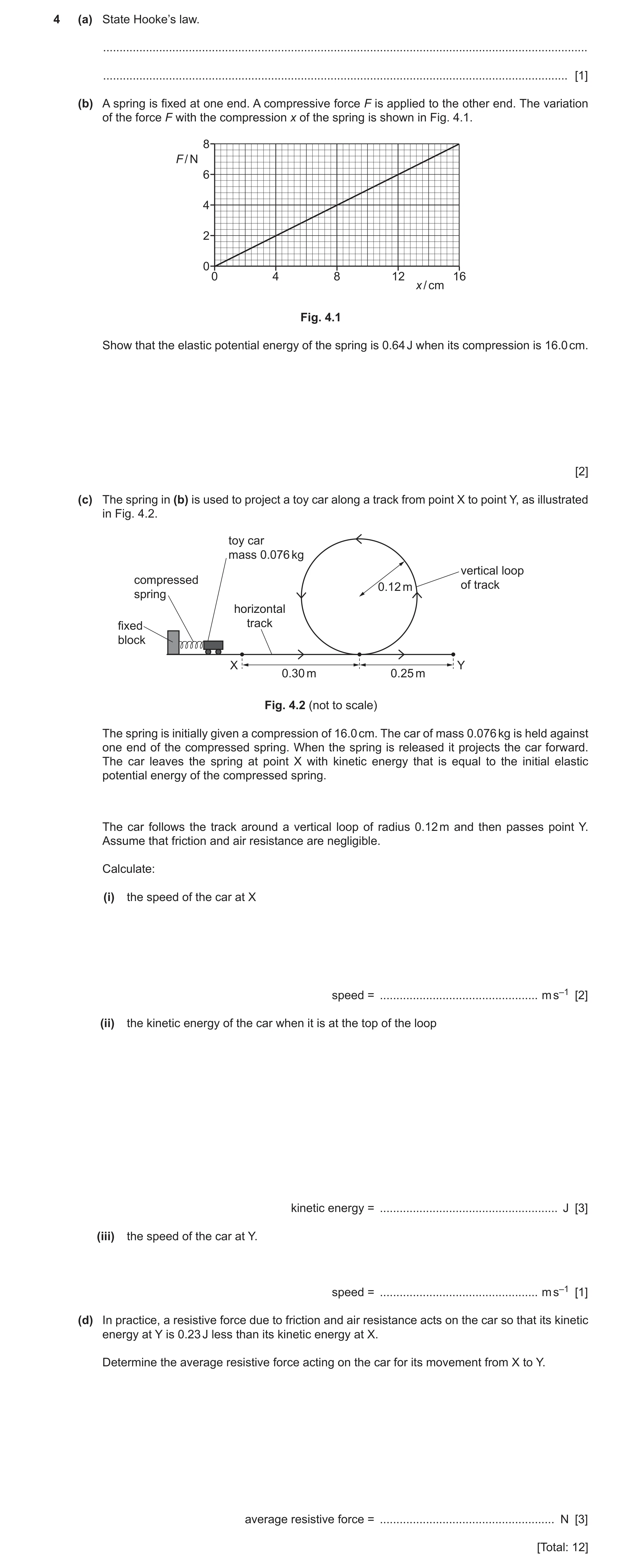 Question 10: (a) State Hooke’s law. ....................................................................................................................…