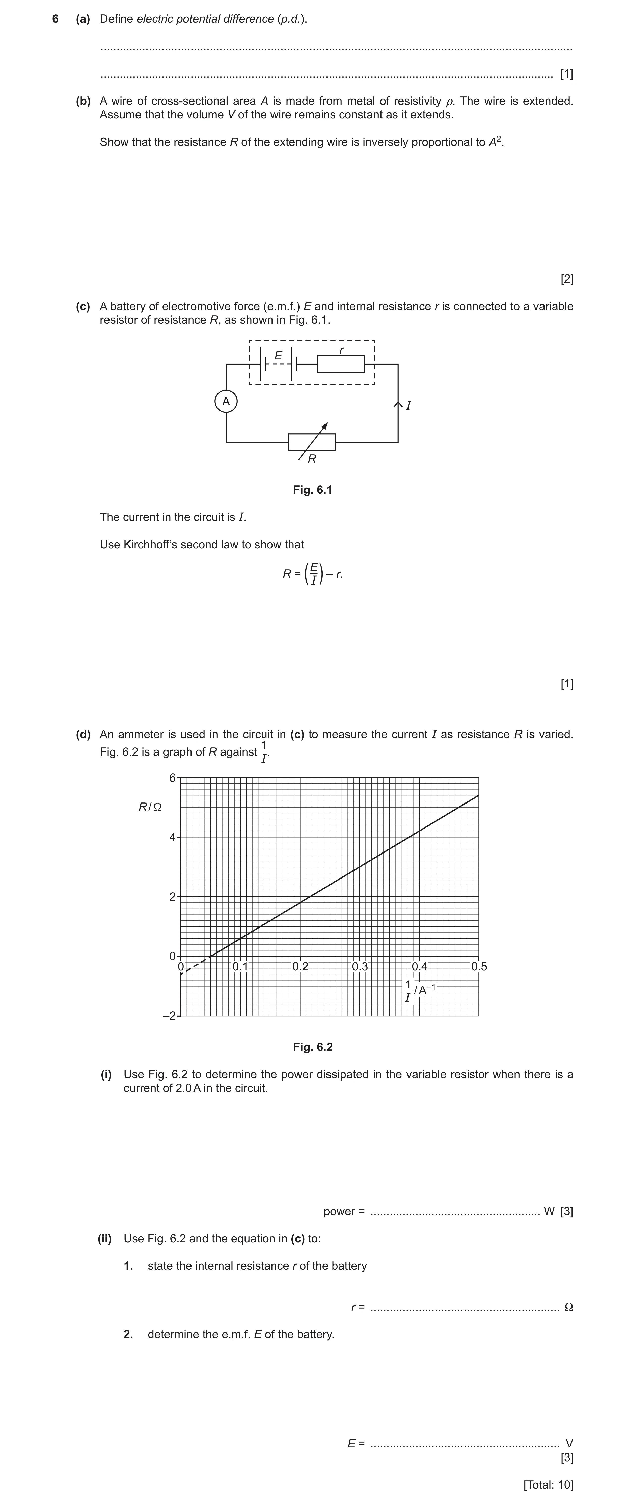 Question 14: (a) Define electric potential difference (p.d.). ..........................................................................................…