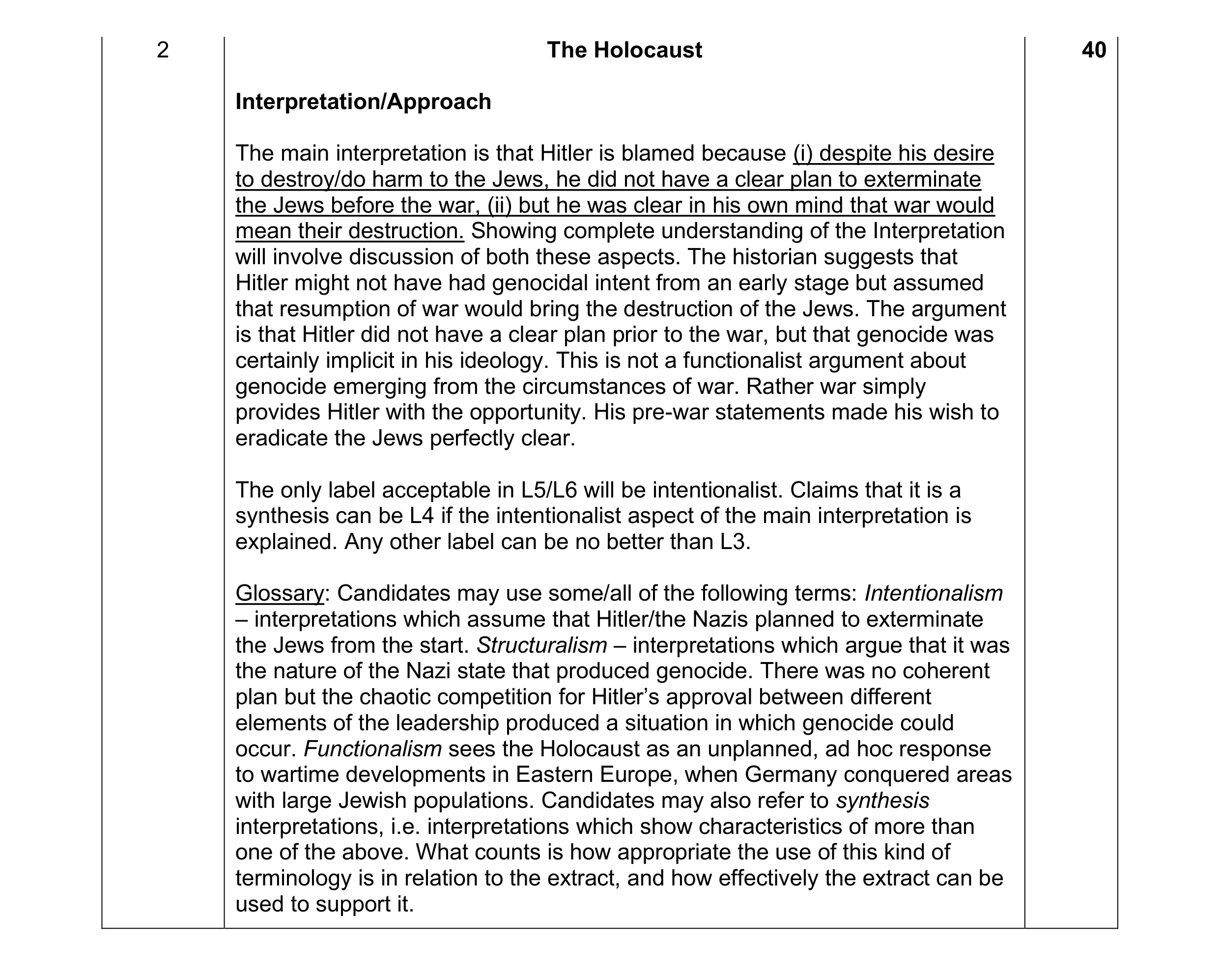 Mark scheme for question 11