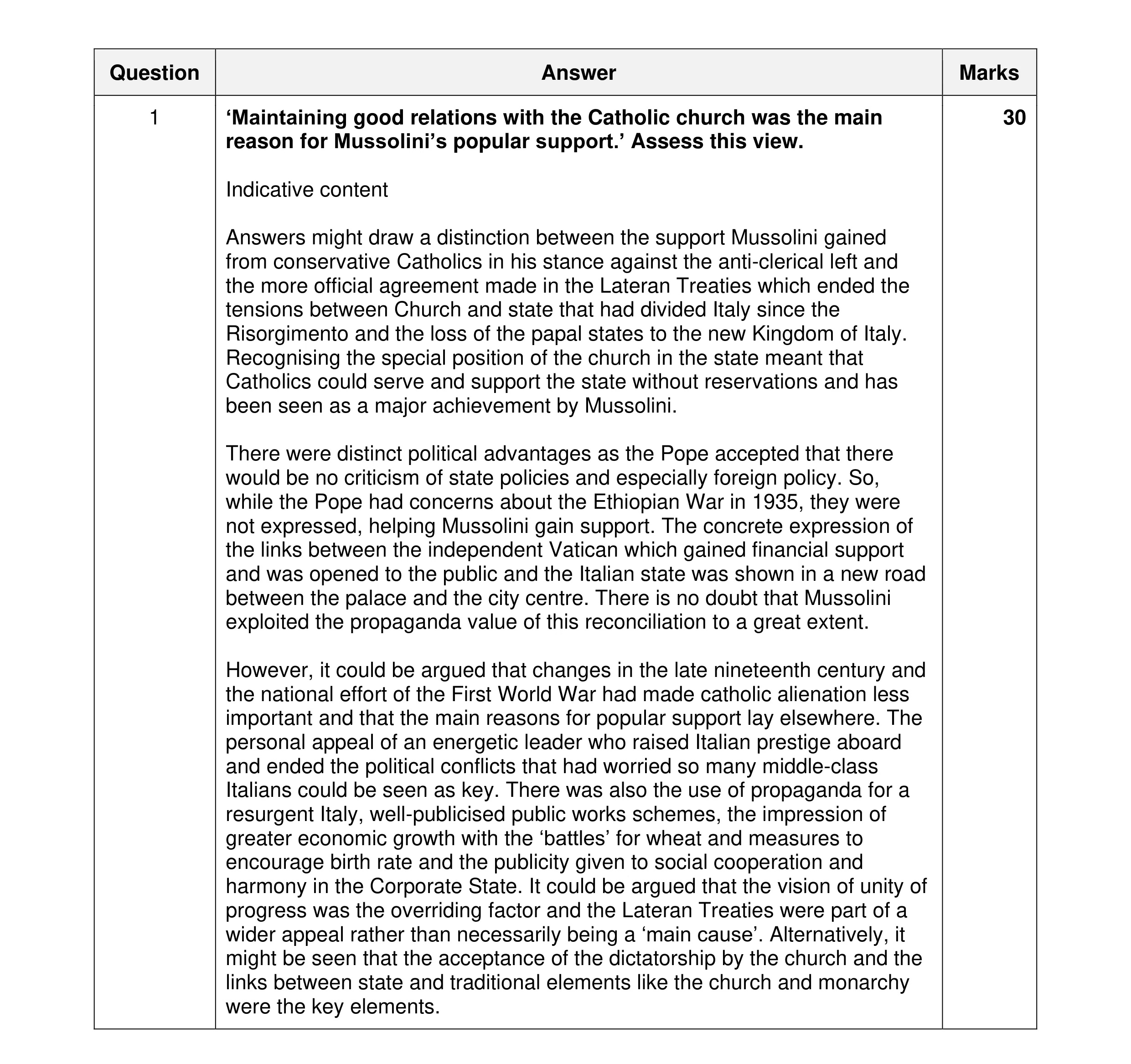 Mark scheme for question 34