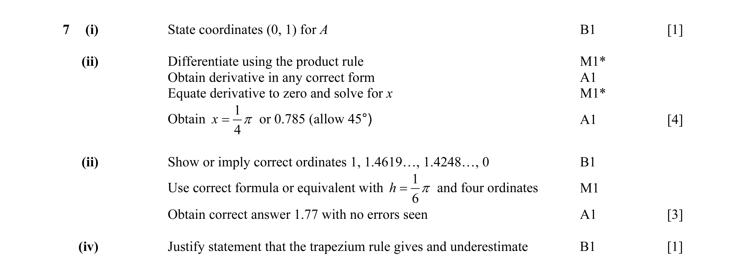Mark scheme for question 2