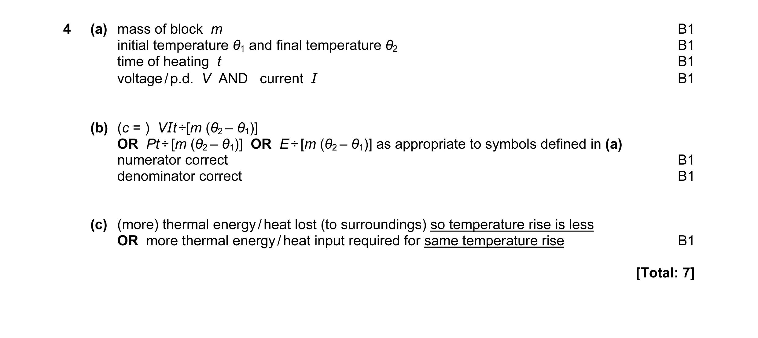 Mark scheme for question 47