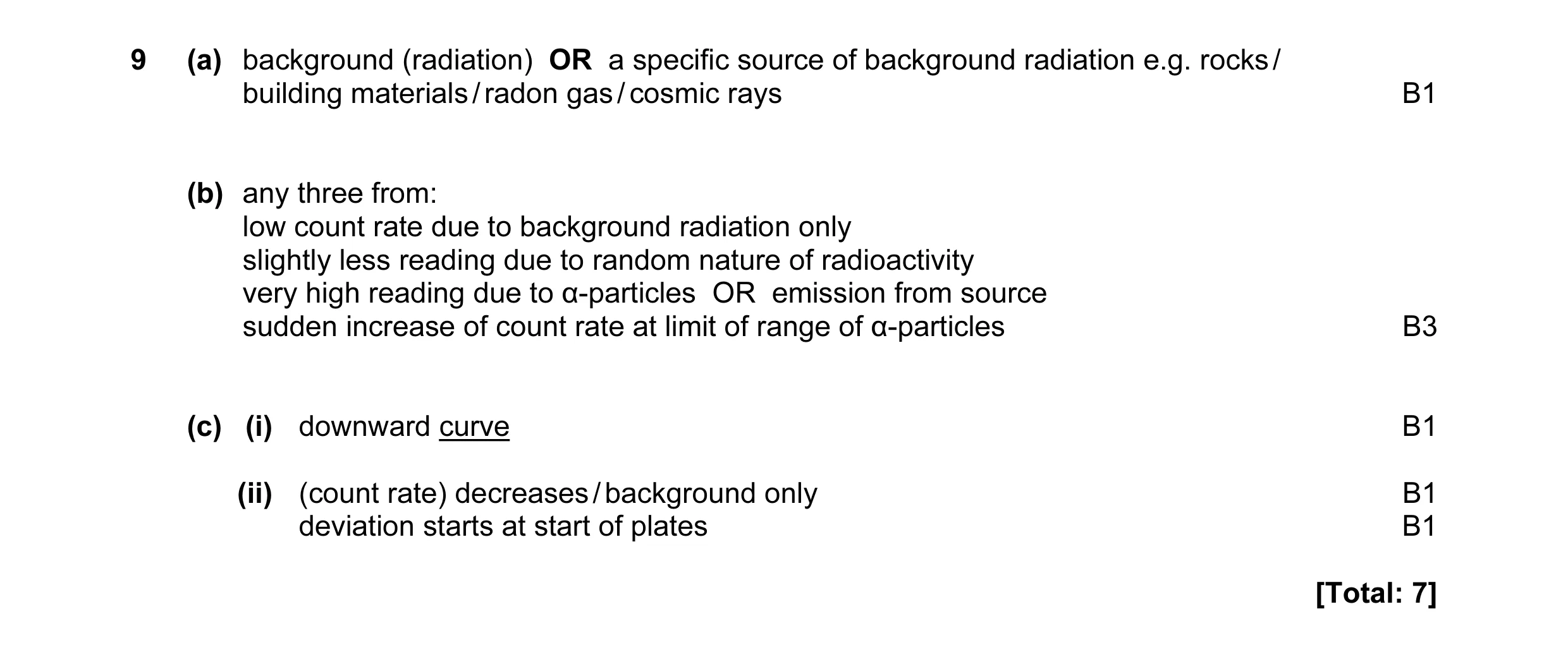 Mark scheme for question 18