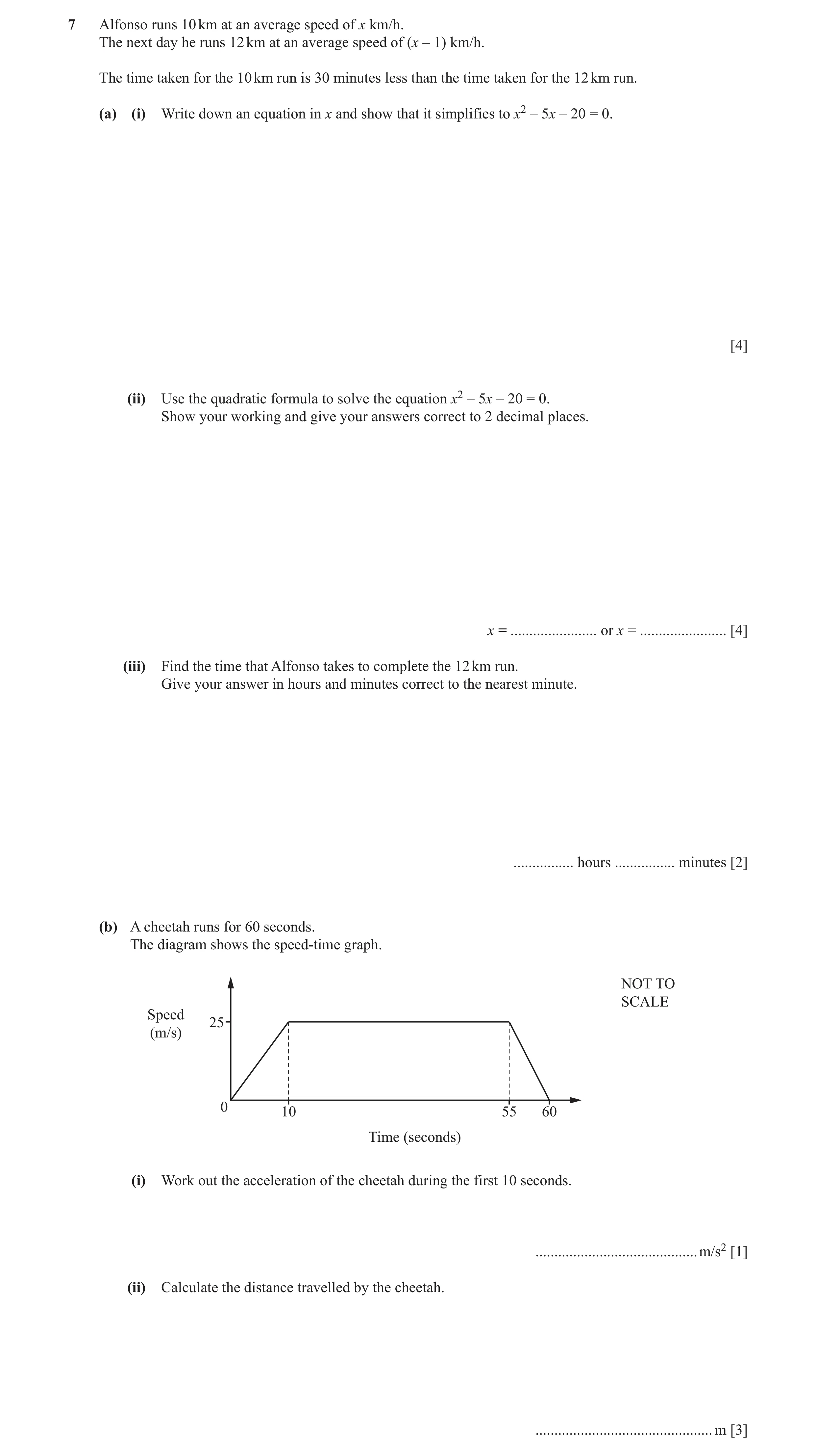 Question 62: Alfonso runs 10 km at an average speed of x km/h. The next day he runs 12 km at an average speed of (x – 1) km/h. The time taken for the 10…