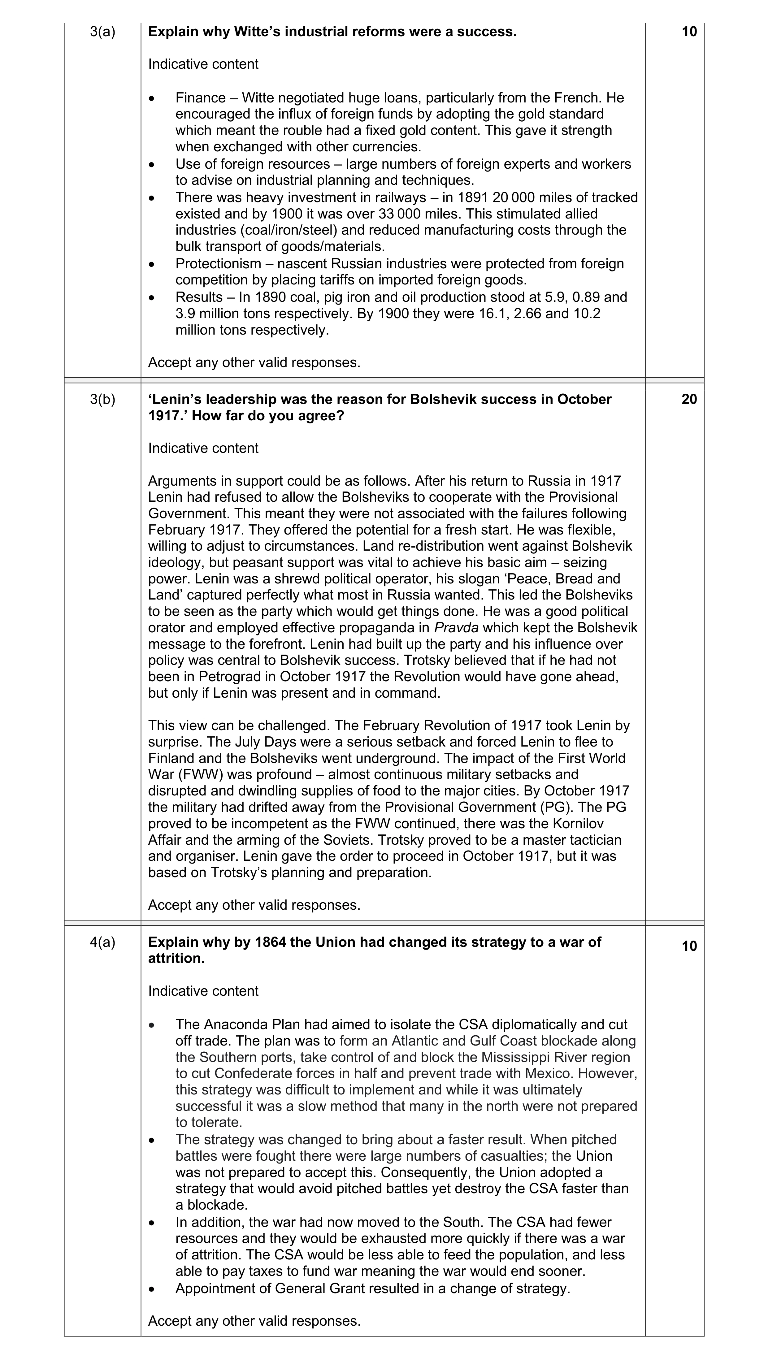 Mark scheme for question 13