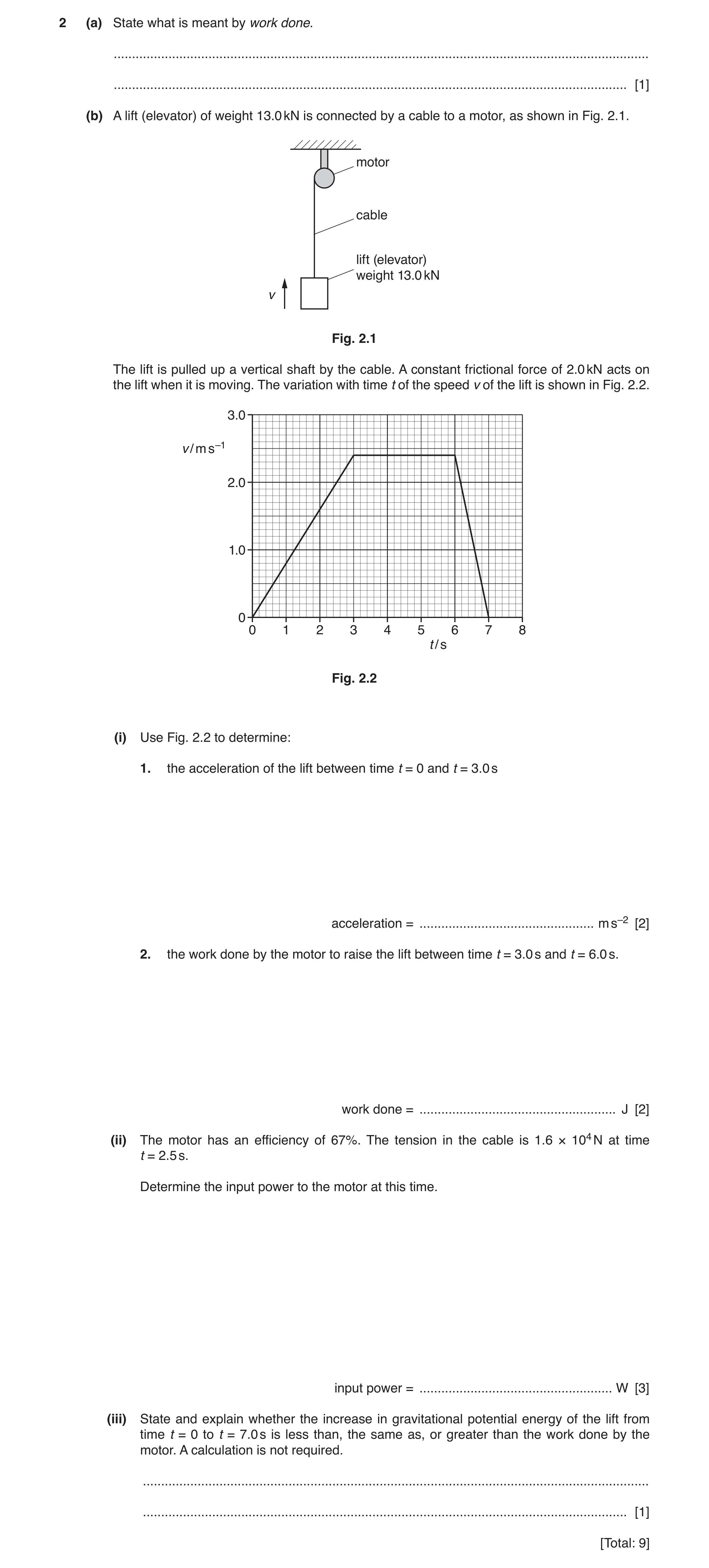 Question 8: (a) State what is meant by work done. .....................................................................................................…